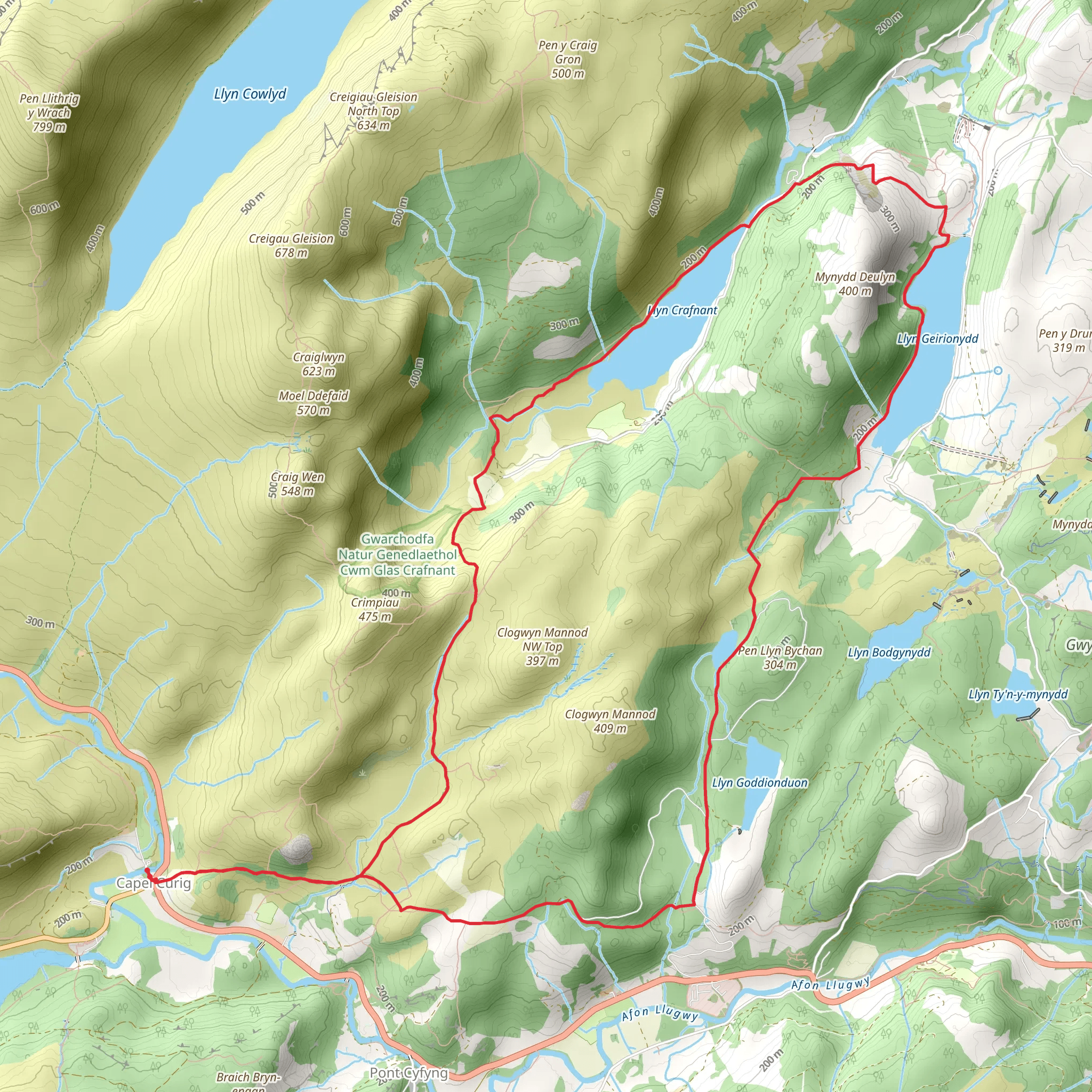Crafnant and Geirionydd (11) mobile static map