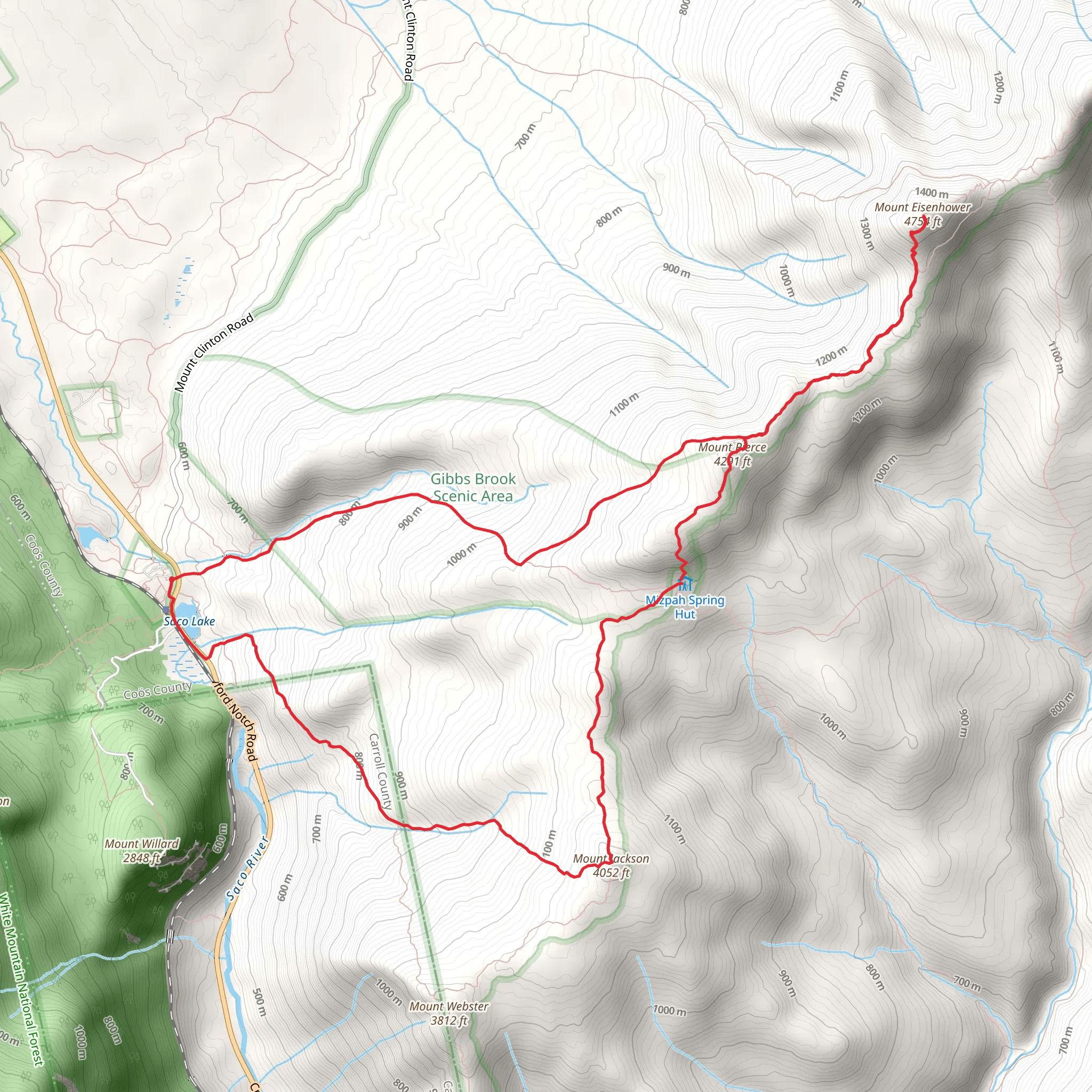 Mount Eisenhower via Crawford Path mobile static map