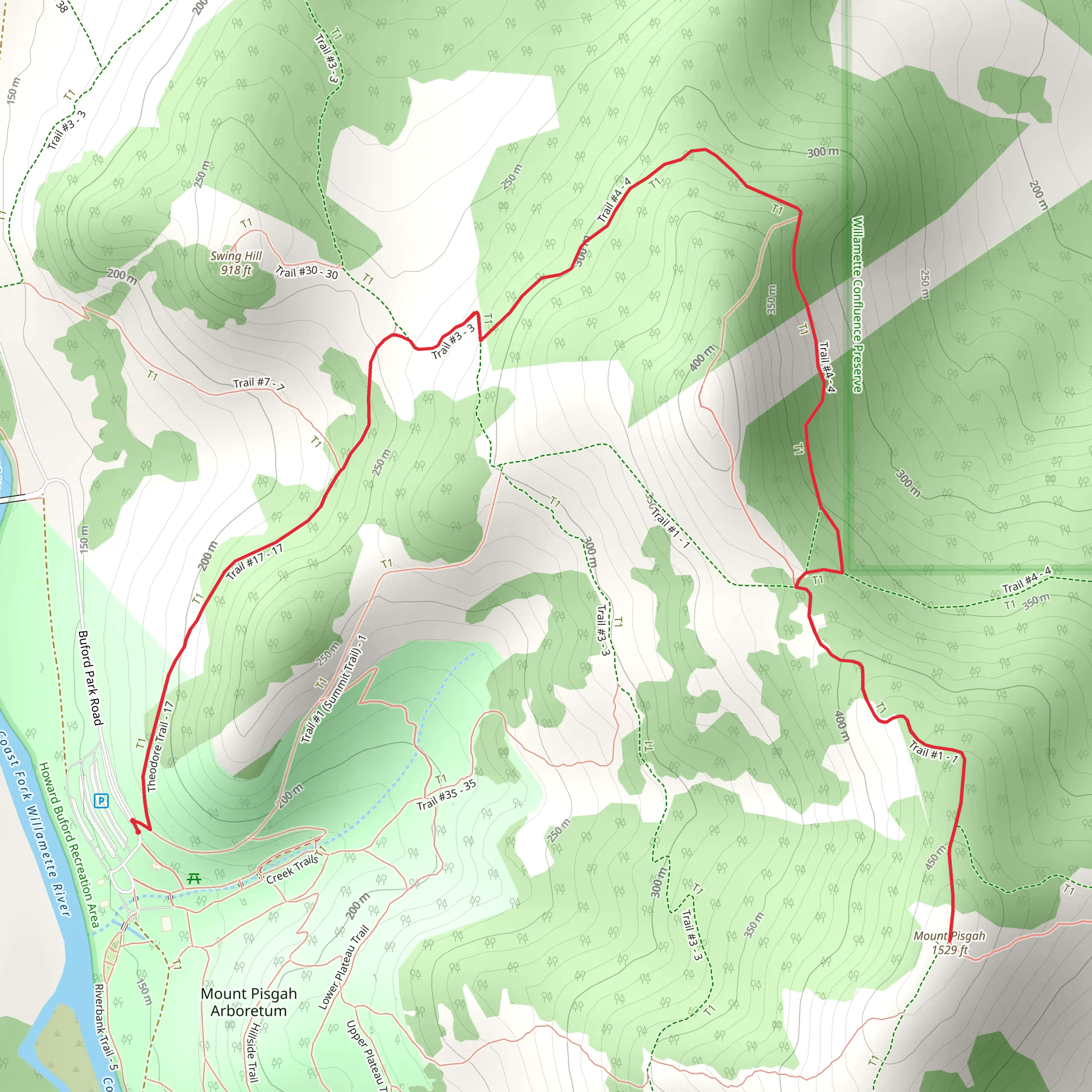 Mount Pisgah via Trail 4 mobile static map