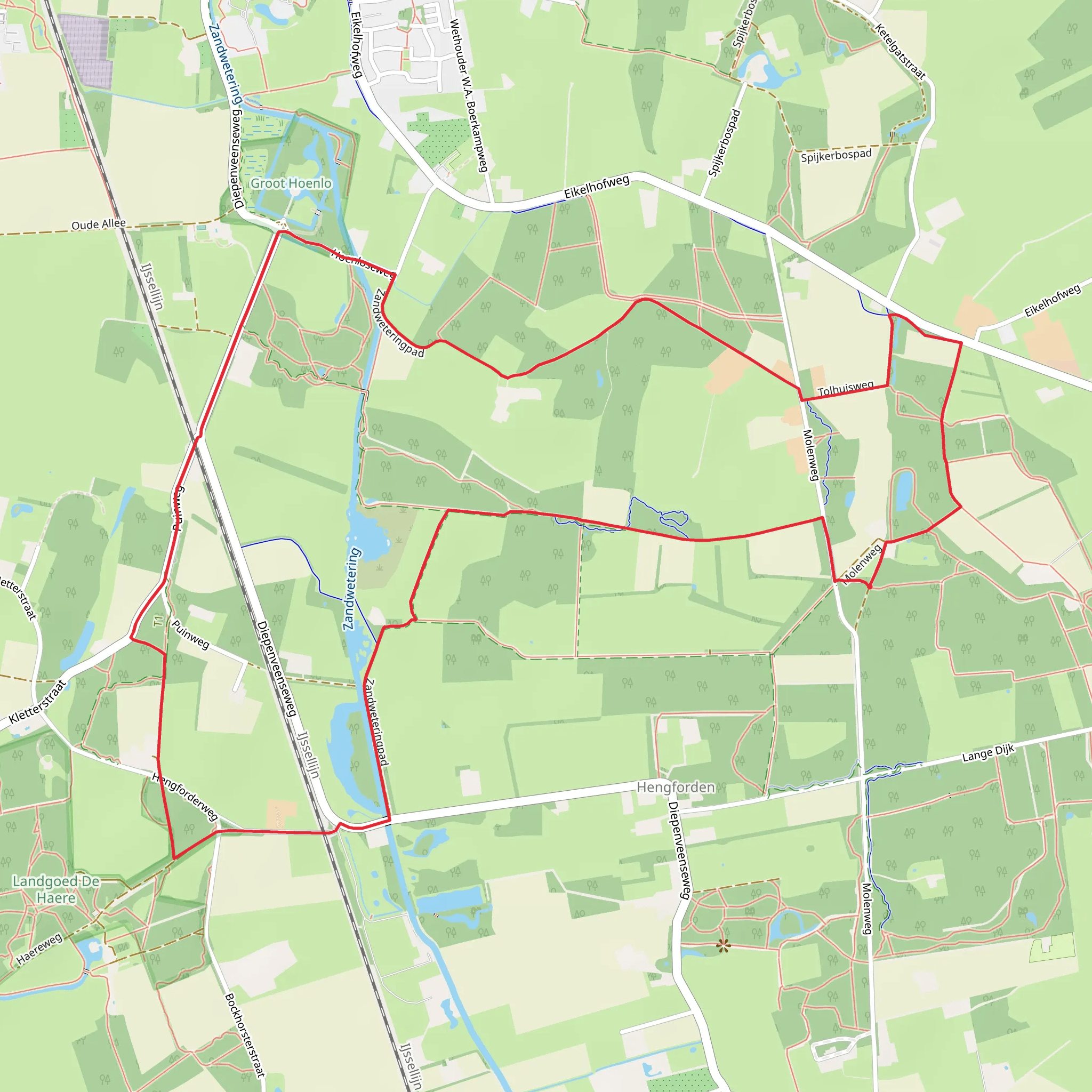 Sallandse Zandloper and Hanzestedenpad Loop mobile static map