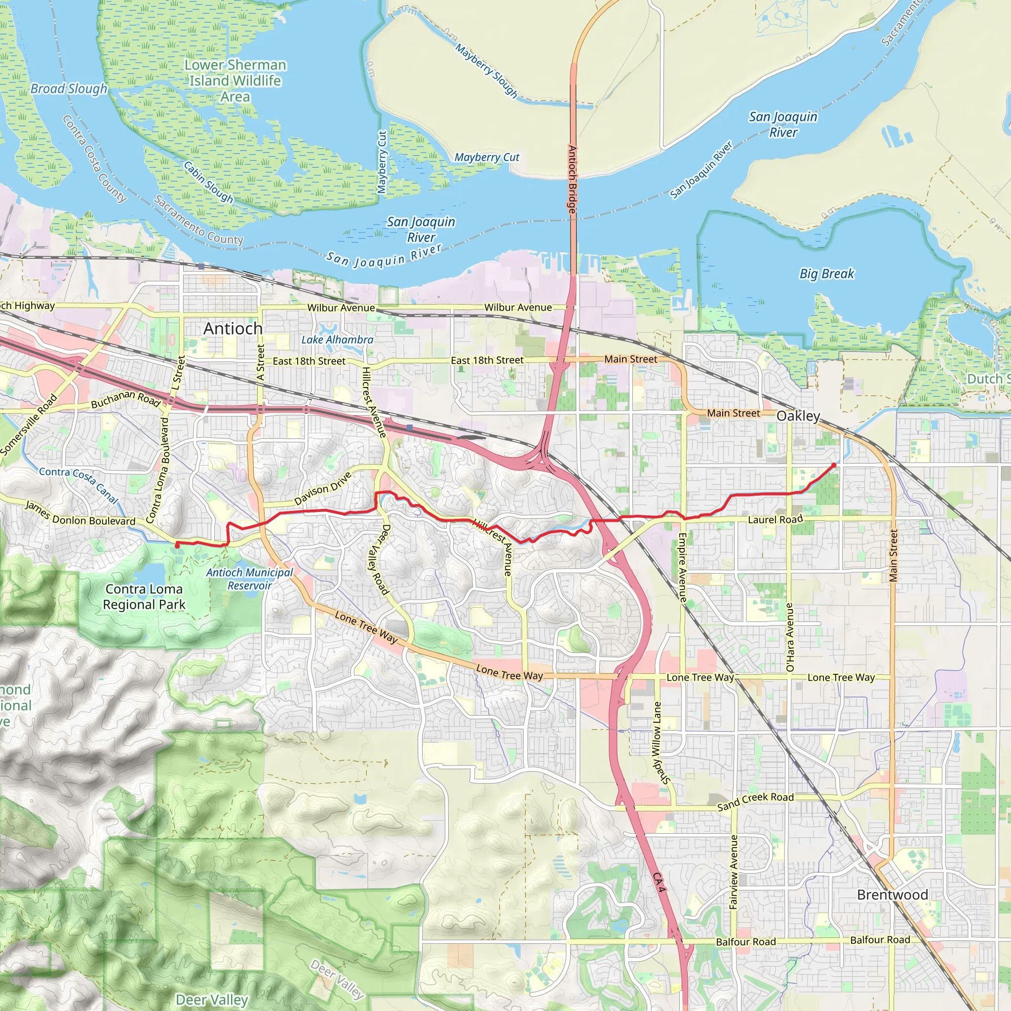 Delta De Anza Regional Trail from Antioch Community Park mobile static map