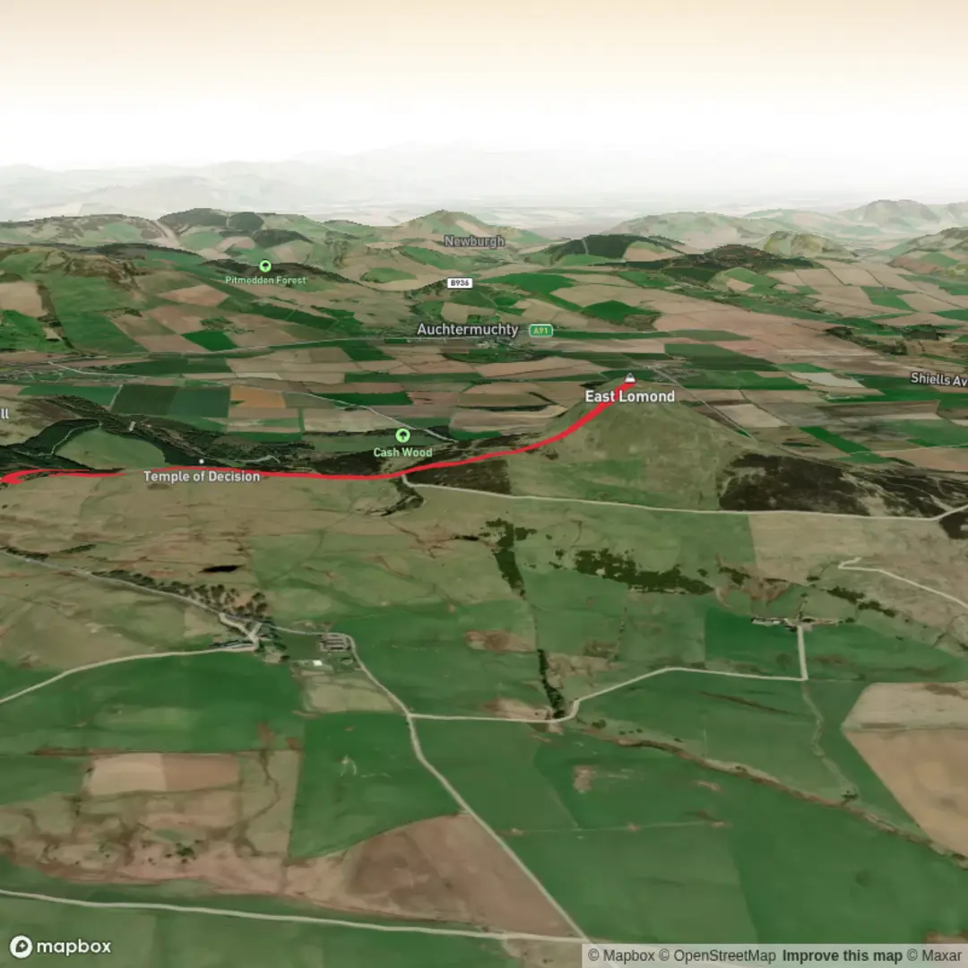 An image depicting the trail East Lomond and Maspie Den Loop and its surrounding area.
