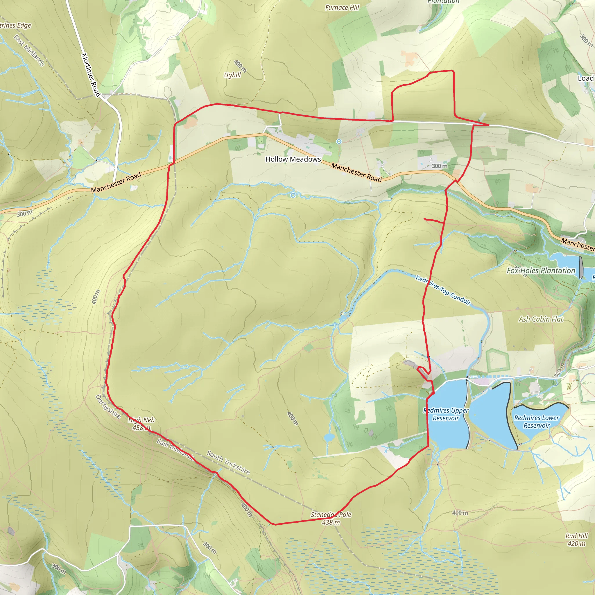 Redmires Reservoir - Stanage Edge and Hallam Moors mobile static map