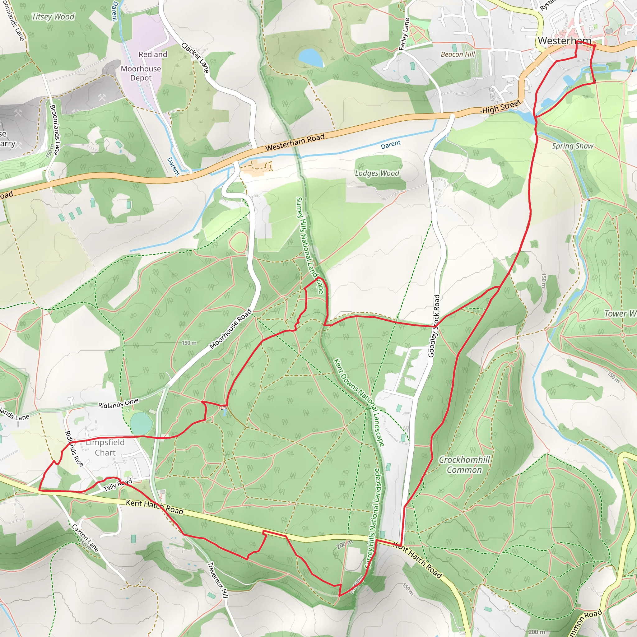 Westerham and Limpsfield Chart Loop mobile static map