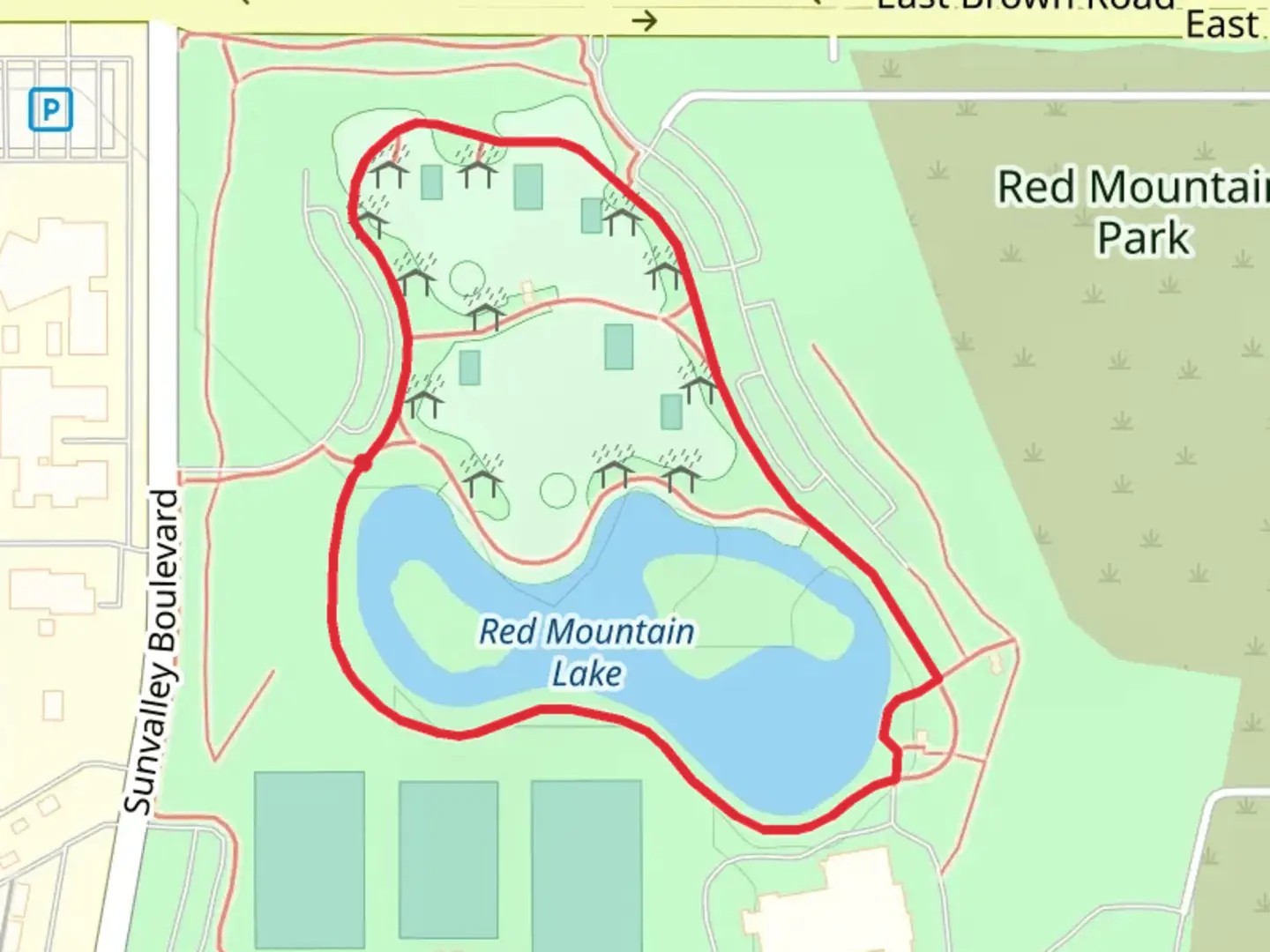 An image depicting the trail Red Mountain Lake Loop and its surrounding area.
