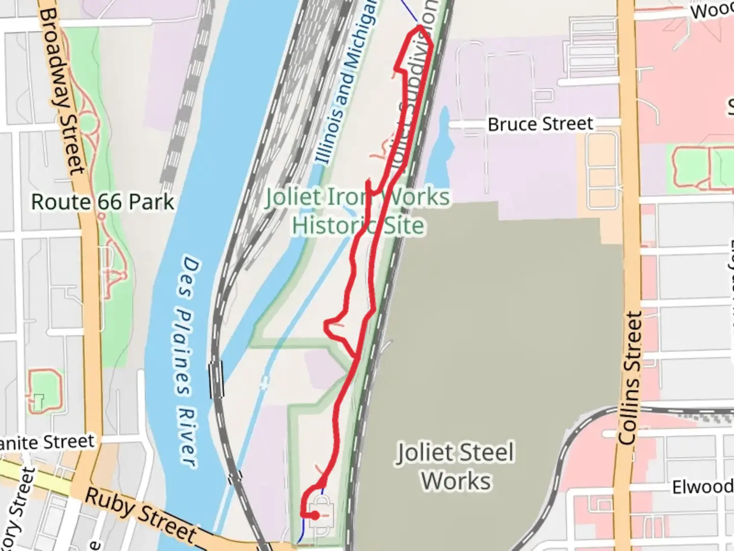An image depicting the trail Illinois and Michigan Canal Loop Trail and its surrounding area.