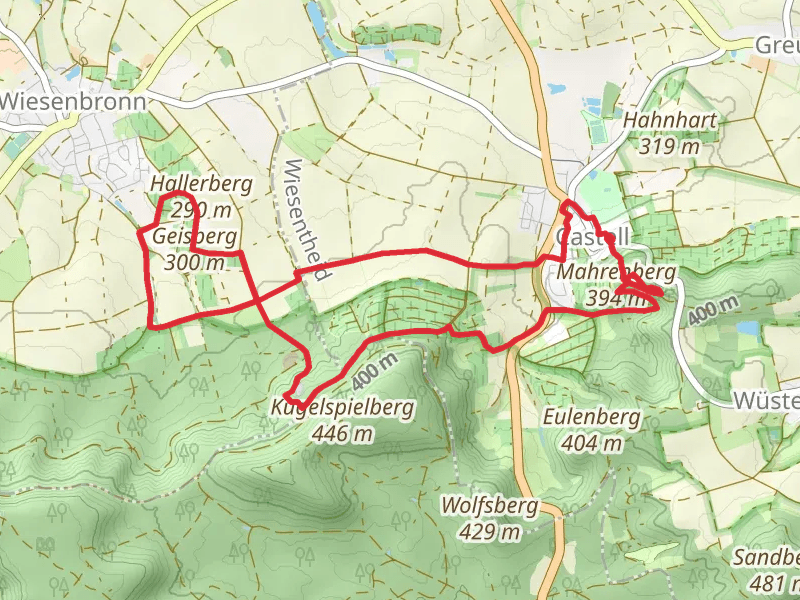 Mahrenberg, Burgsstall Oberschloss and Hallerberg Loop via Casteller Weg