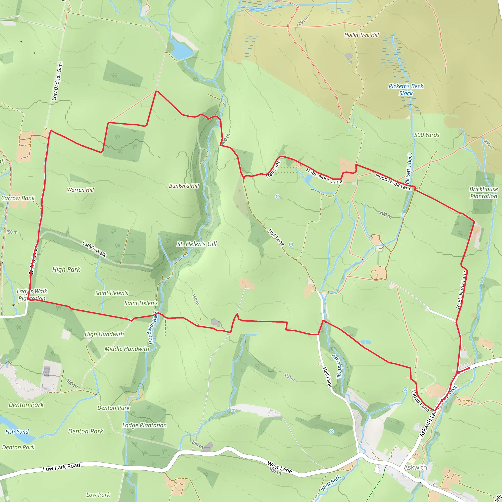 Brickhouse Plantation and Askwith Country Park via Welcome Way mobile static map