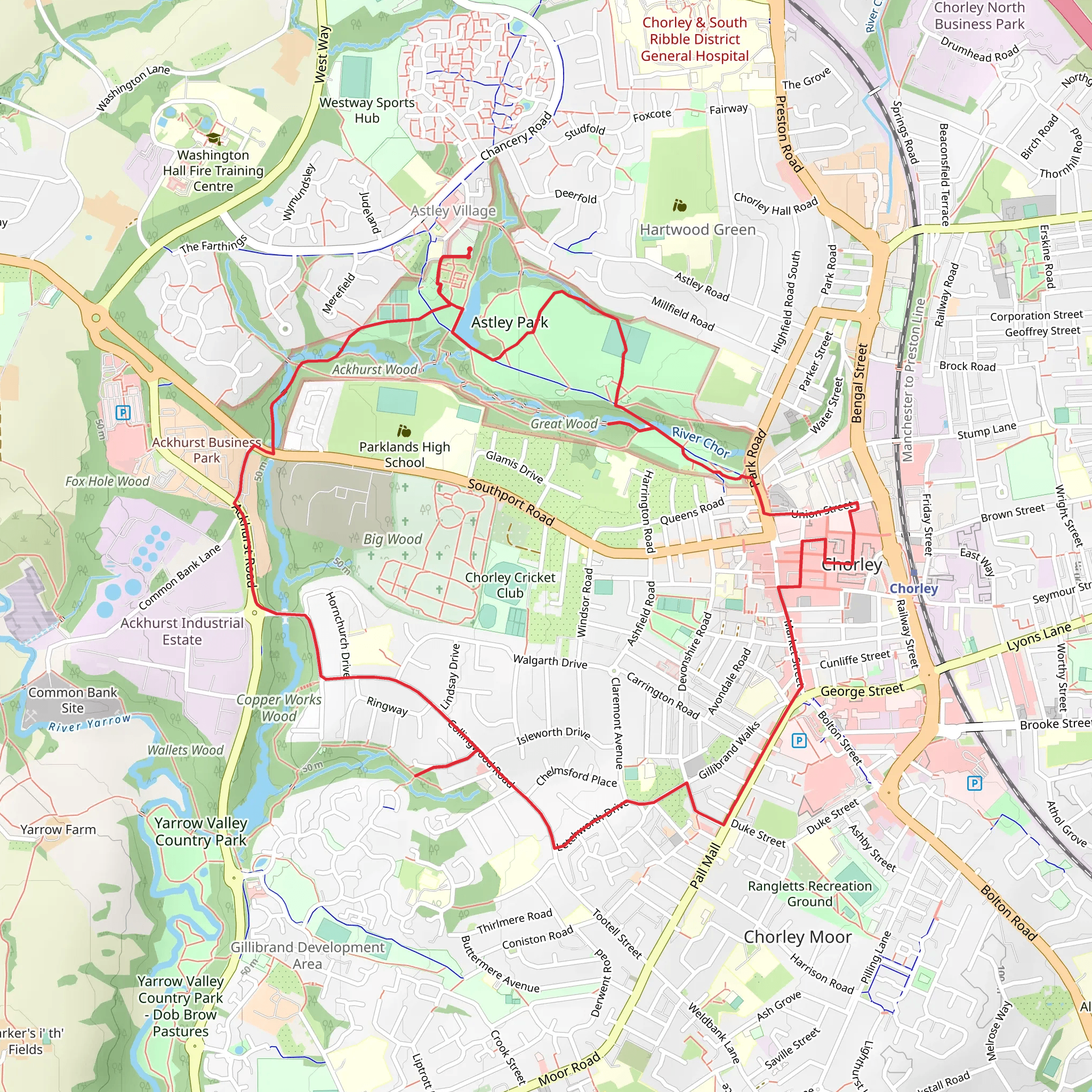 Astley Park and Ackhurst Wood Loop mobile static map