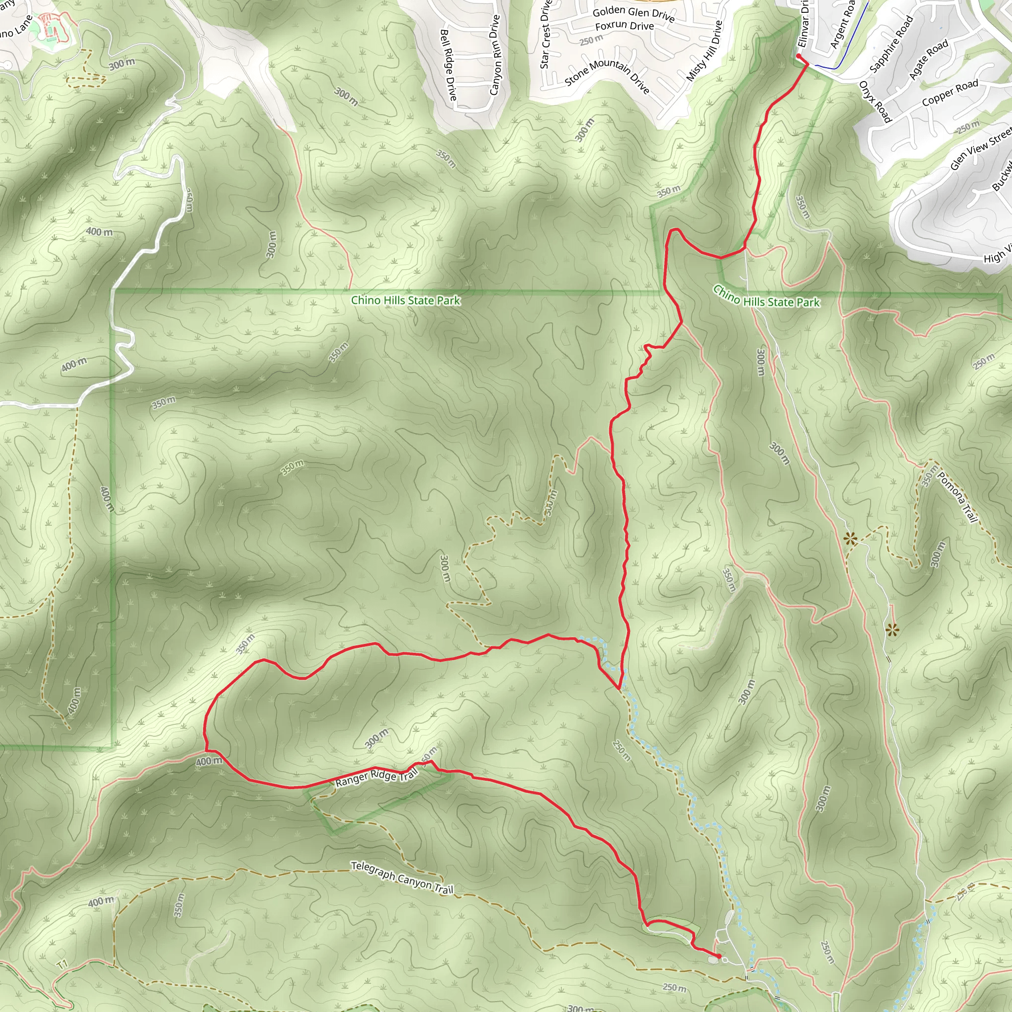 Sidewinder Trail and Raptor Ridge Trail mobile static map