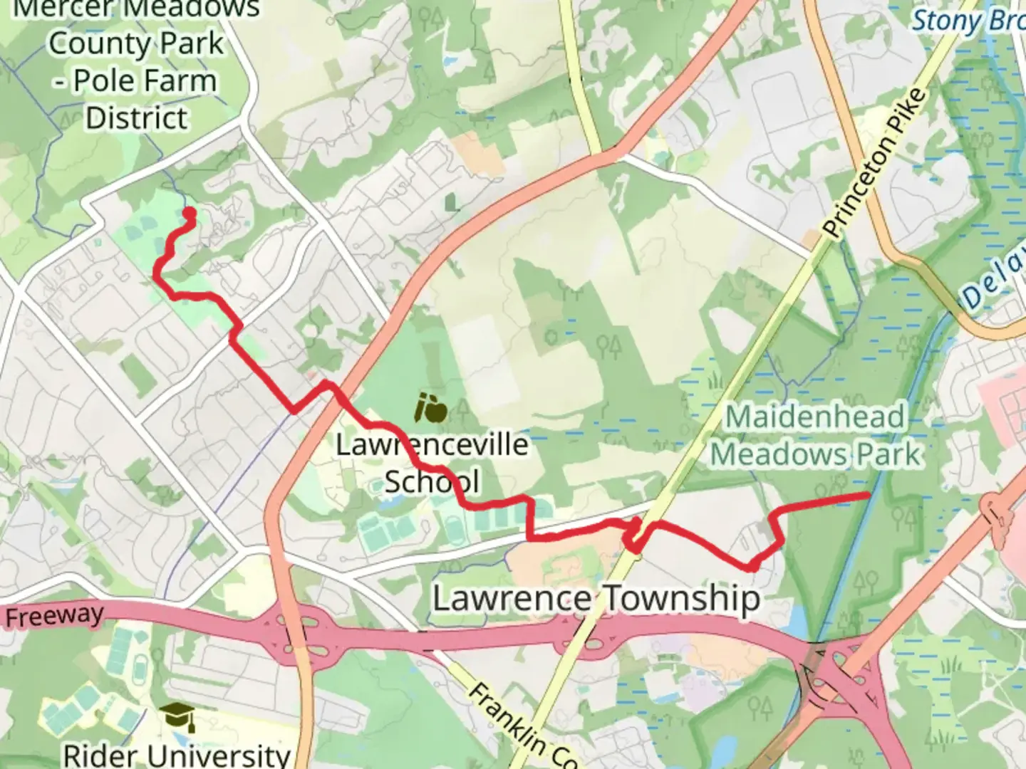 An image depicting the trail Lawrence Hopewell Trail and its surrounding area.