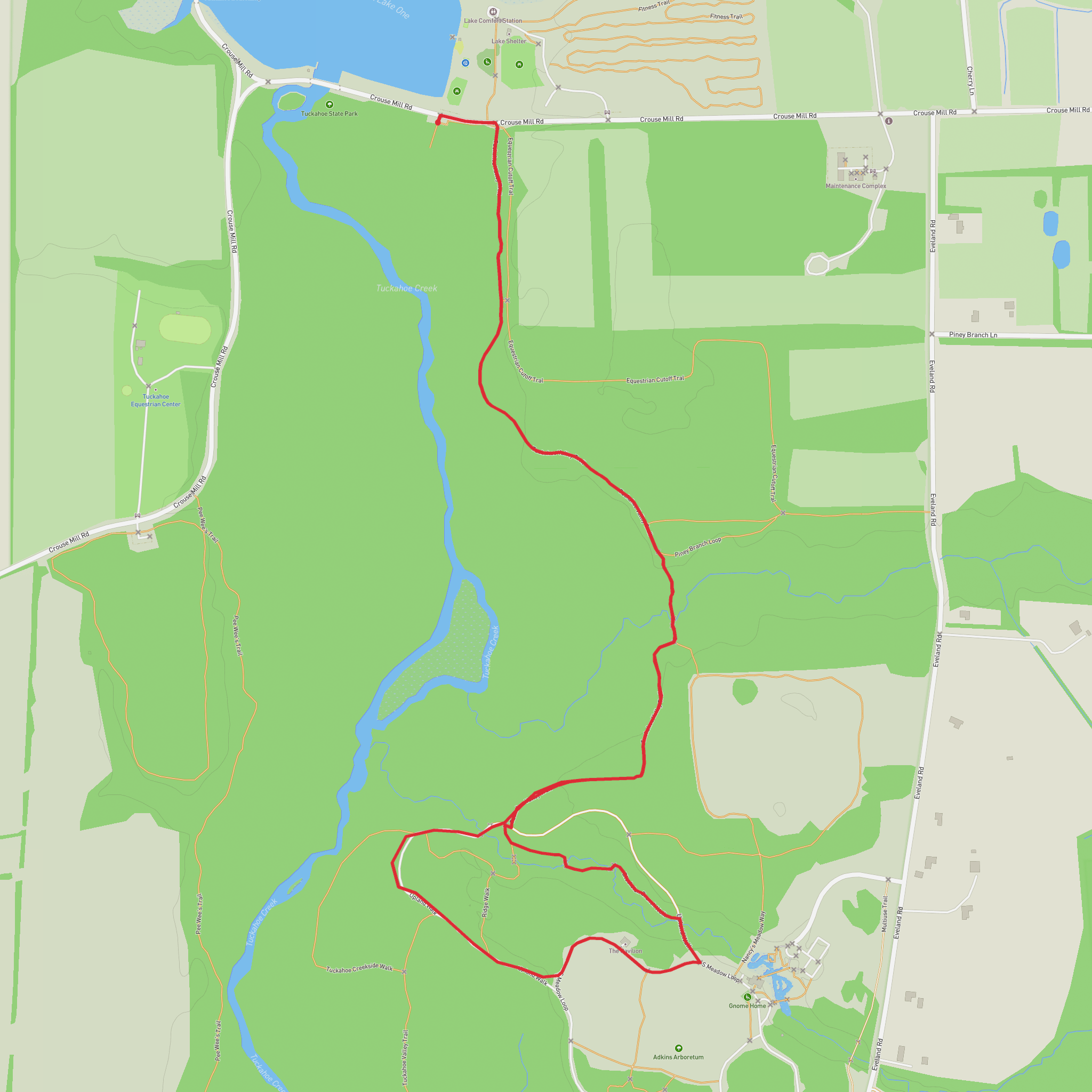 Adkins Arboretum via Tuckahoe Valley Trail mobile static map