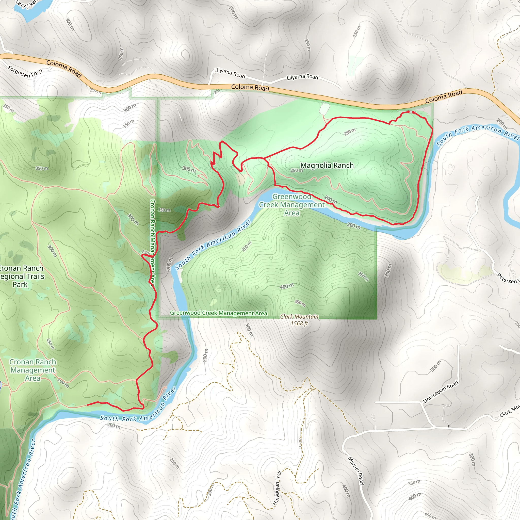 South Fork American River Trail Loop mobile static map