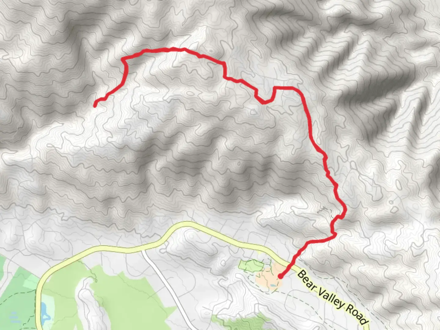 An image depicting the trail Highland Trail Out and Back and its surrounding area.