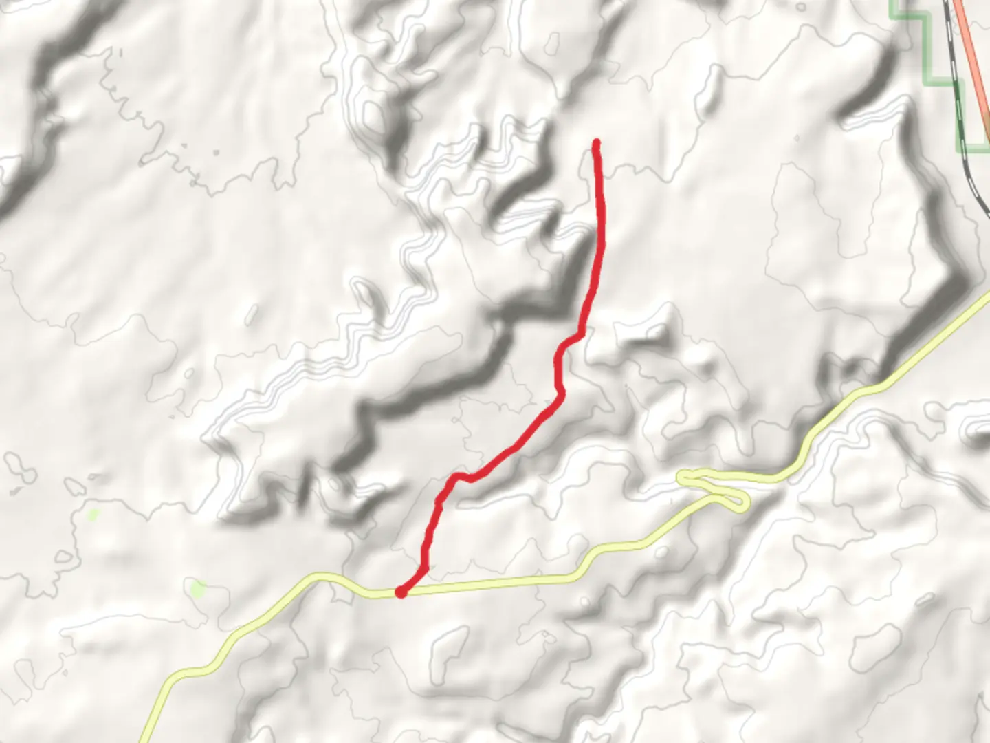 An image depicting the trail Determination Towers via Big Mesa Area and its surrounding area.