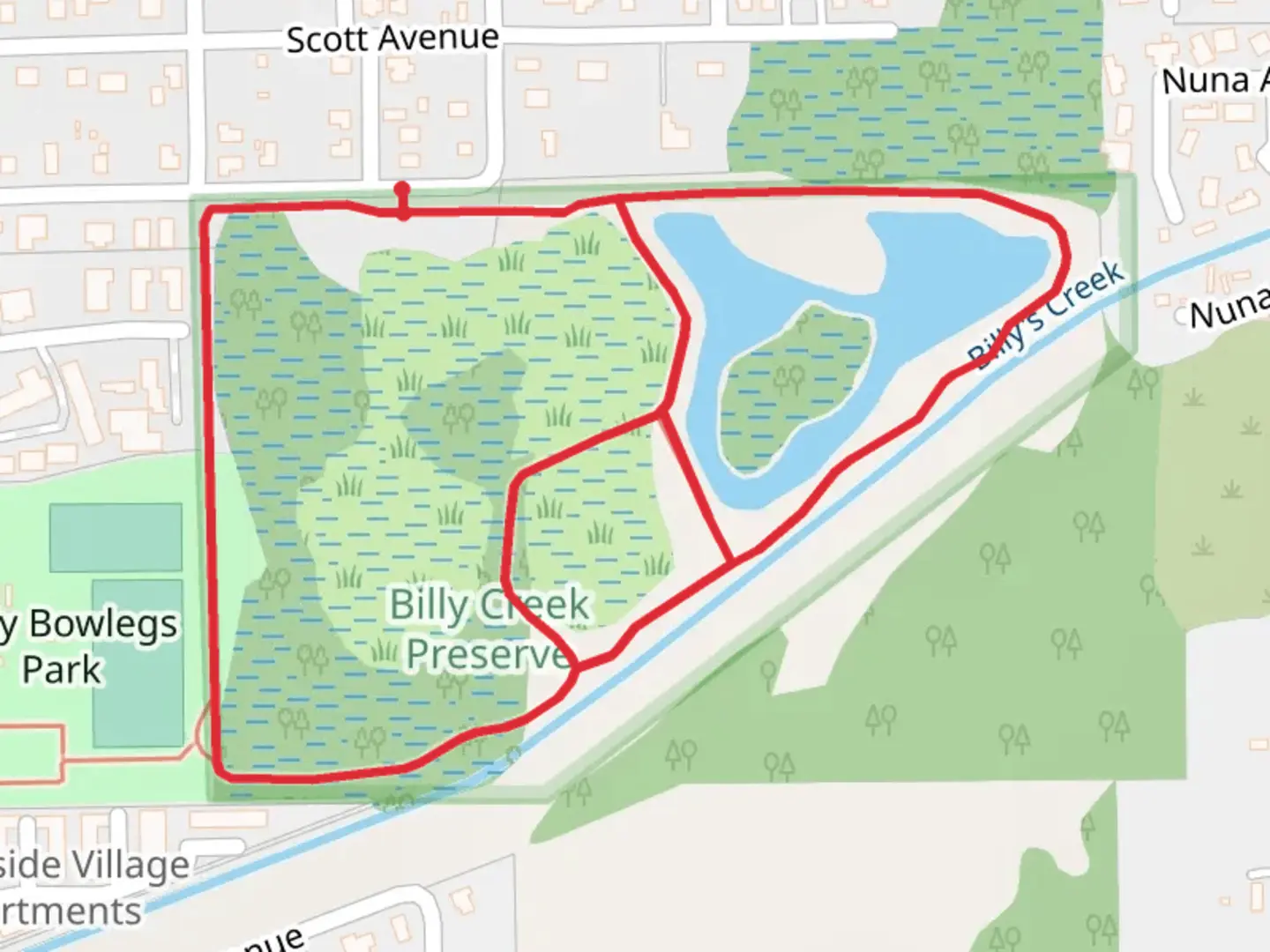 An image depicting the trail Billy Bowlegs Park Loop - East and its surrounding area.