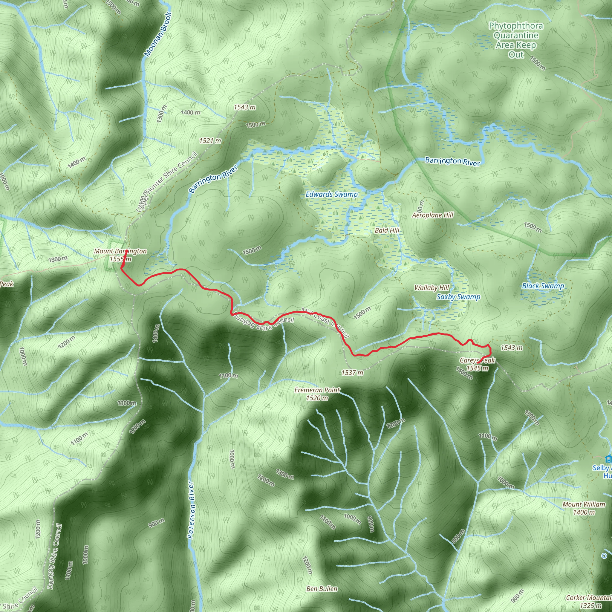 Careys Peak Track mobile static map