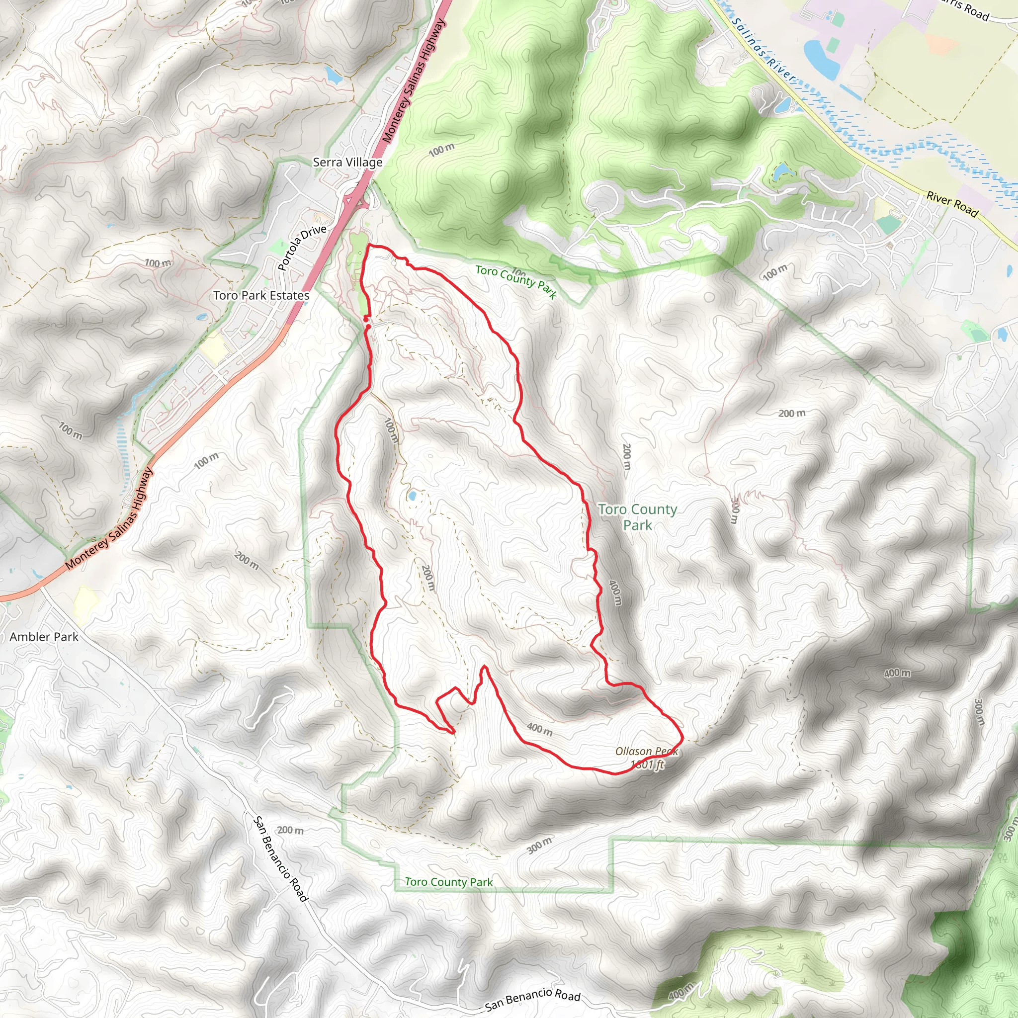 Ollason, Ollason Peak and East Ridge Loop Trail mobile static map
