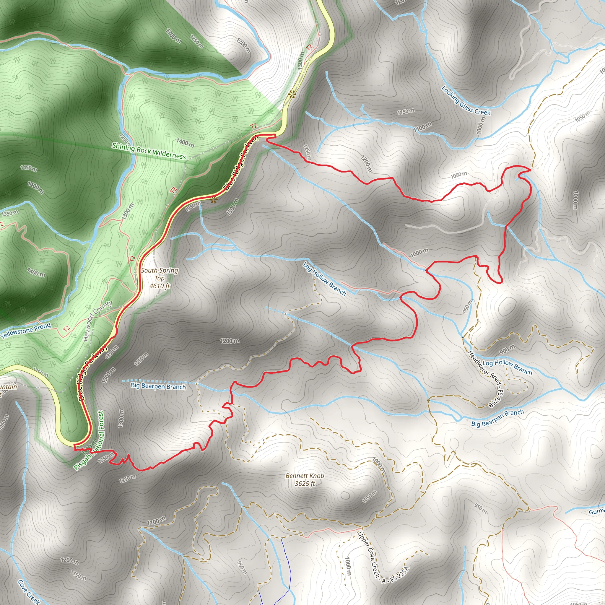 Case Camp Ridge, Seniard Ridge and Log Hollow Road Loop Trail mobile static map