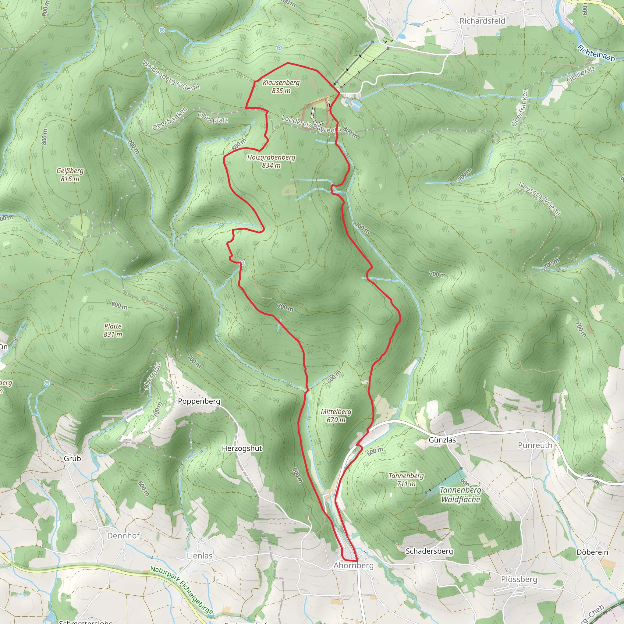 Jaegersteig and Fichtelseesteig mobile static map