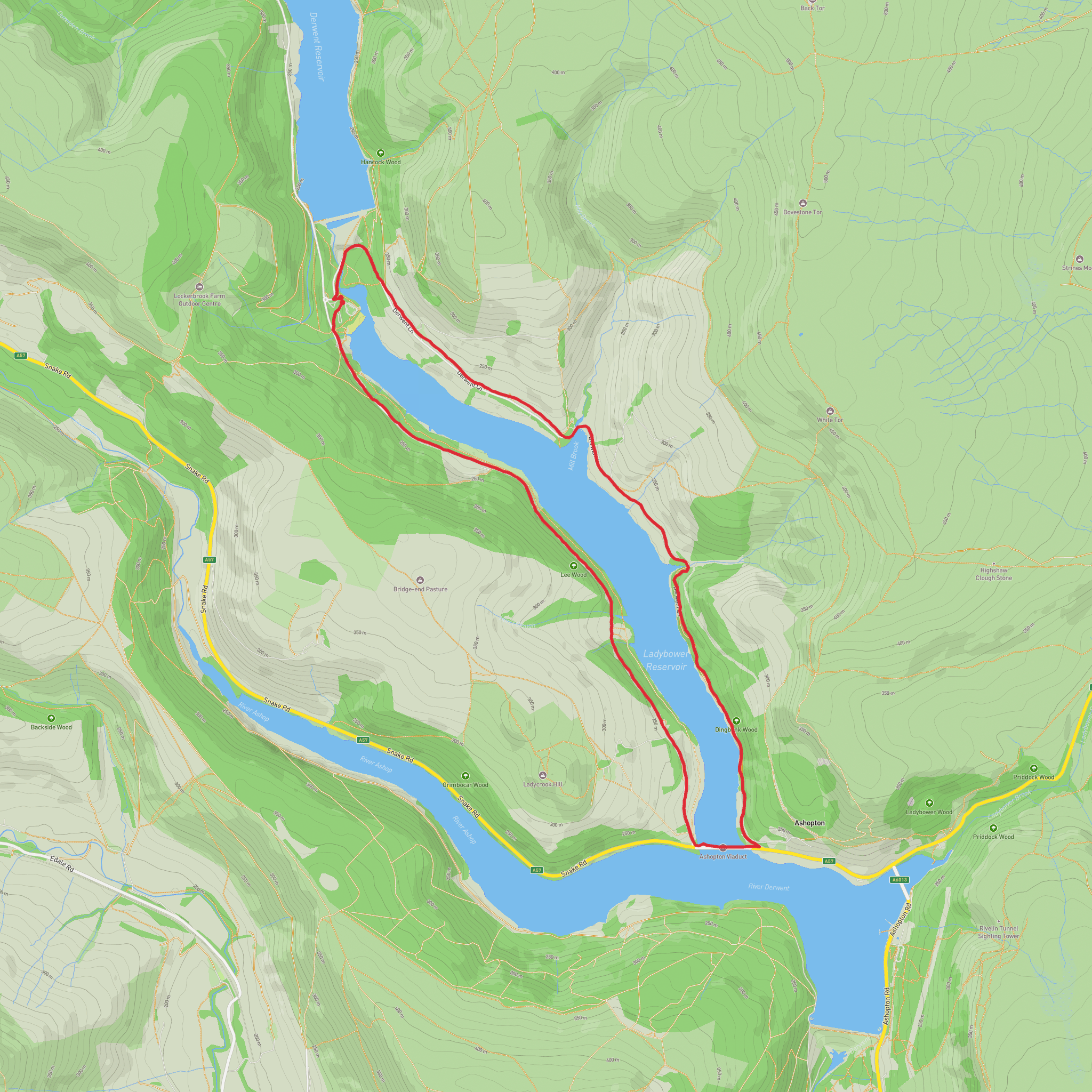 Ladybower Loop mobile static map