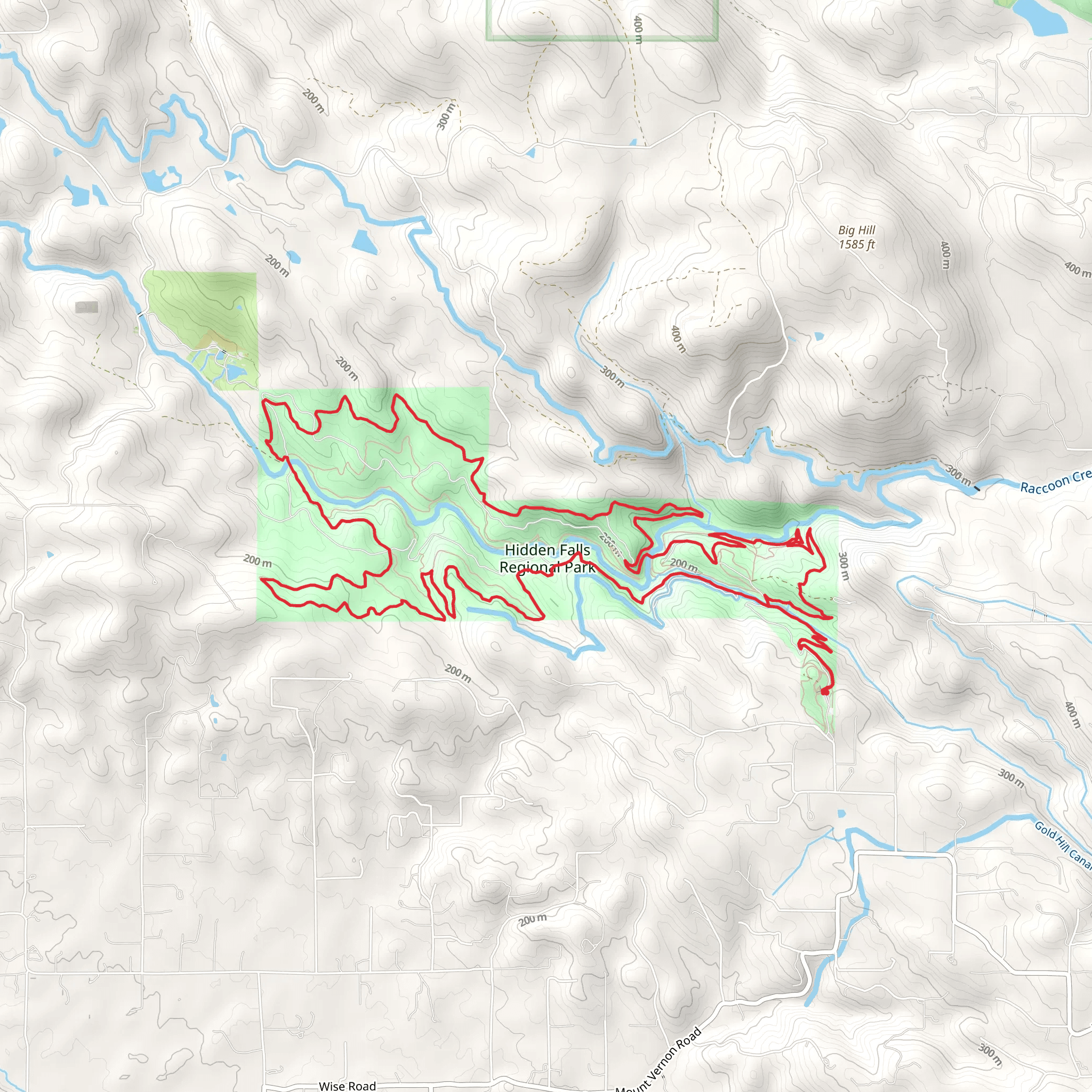 Hidden Falls Regional Park Loop mobile static map