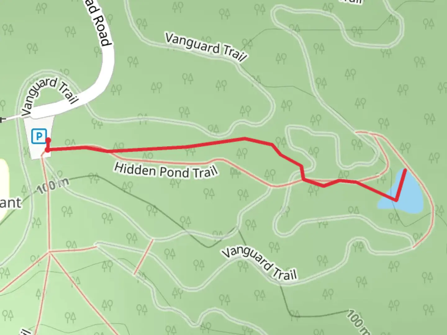 An image depicting the trail Hidden Pond Trail and its surrounding area.