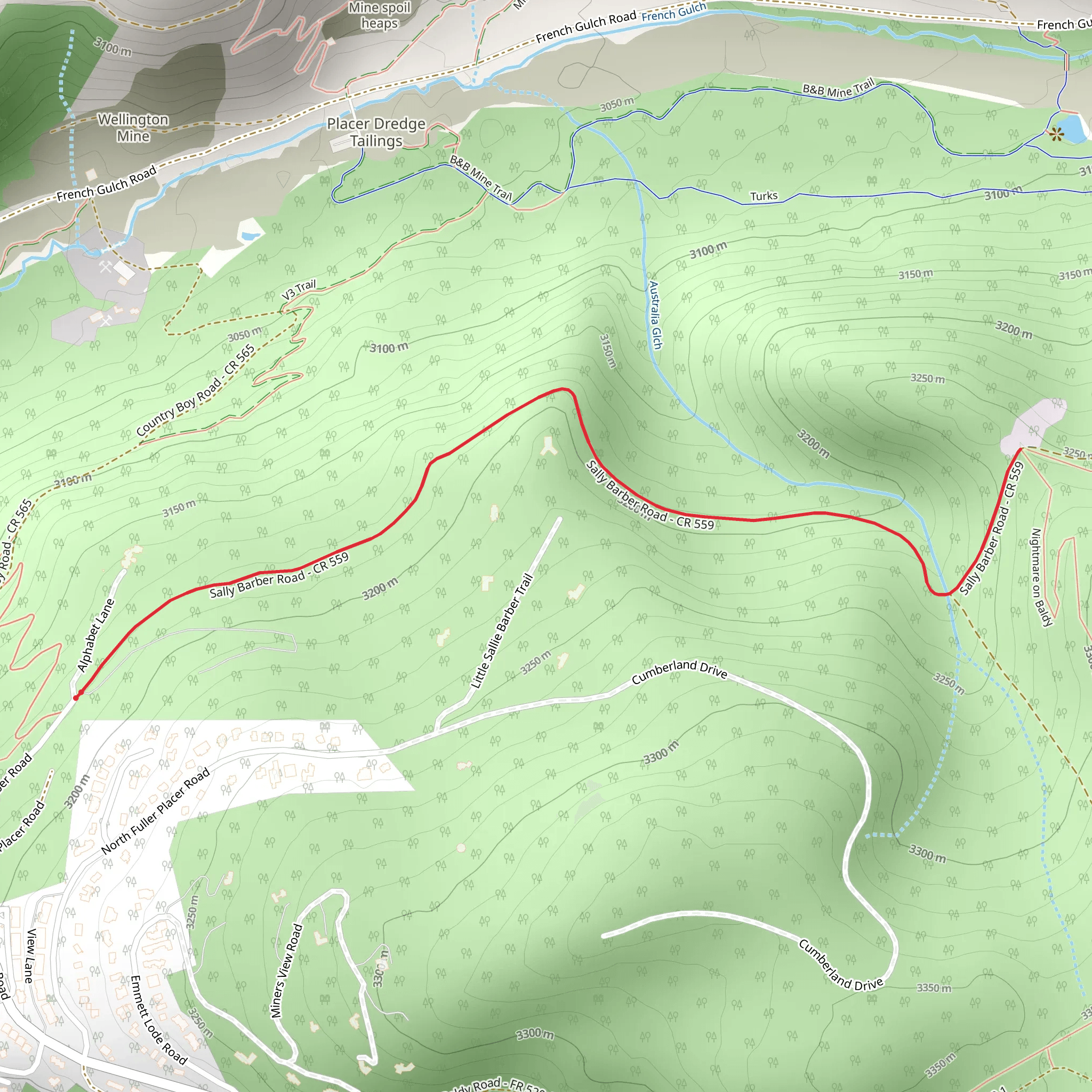Sally Barber Road - Short mobile static map