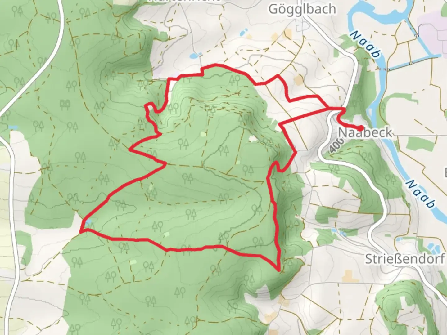 An image depicting the trail Rundwanderweg Scharzenfeld - Naabeck and its surrounding area.