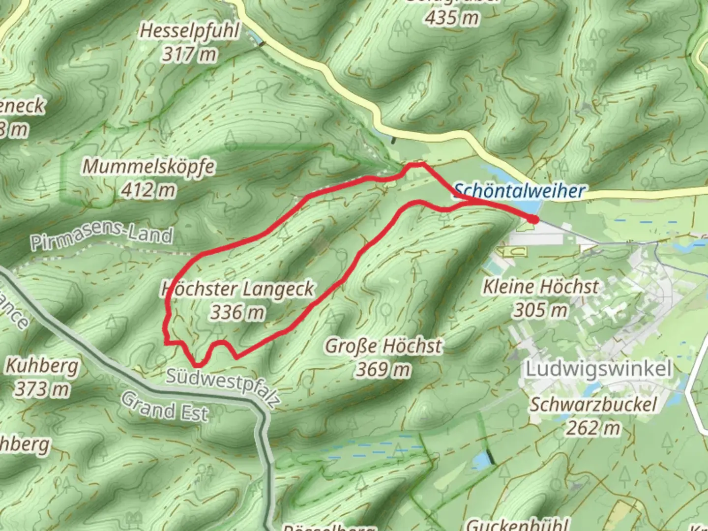 An image depicting the trail Ludwigswinkel Rundweg 7 and its surrounding area.