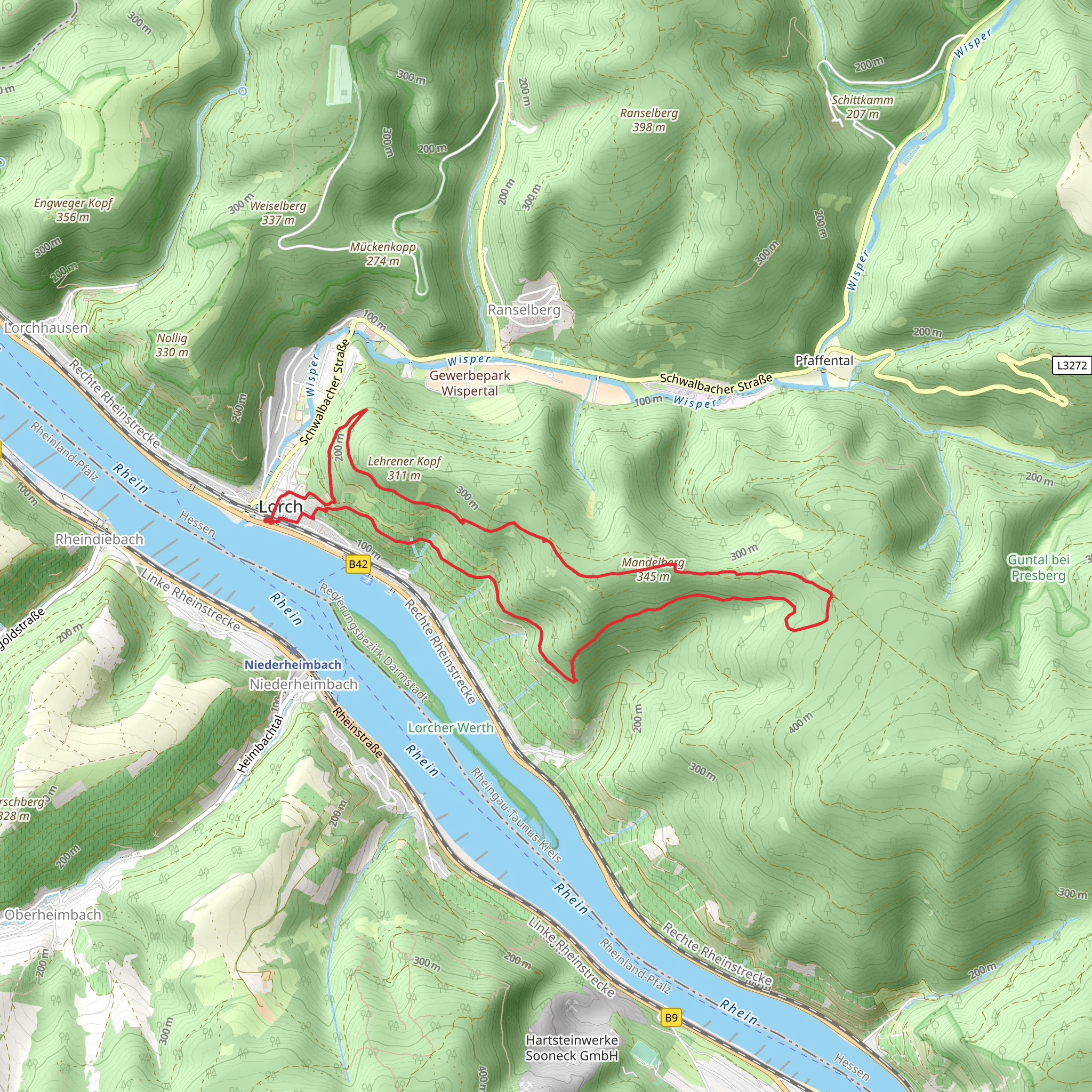 Mandelberg via Rundwanderweg Lorch mobile static map