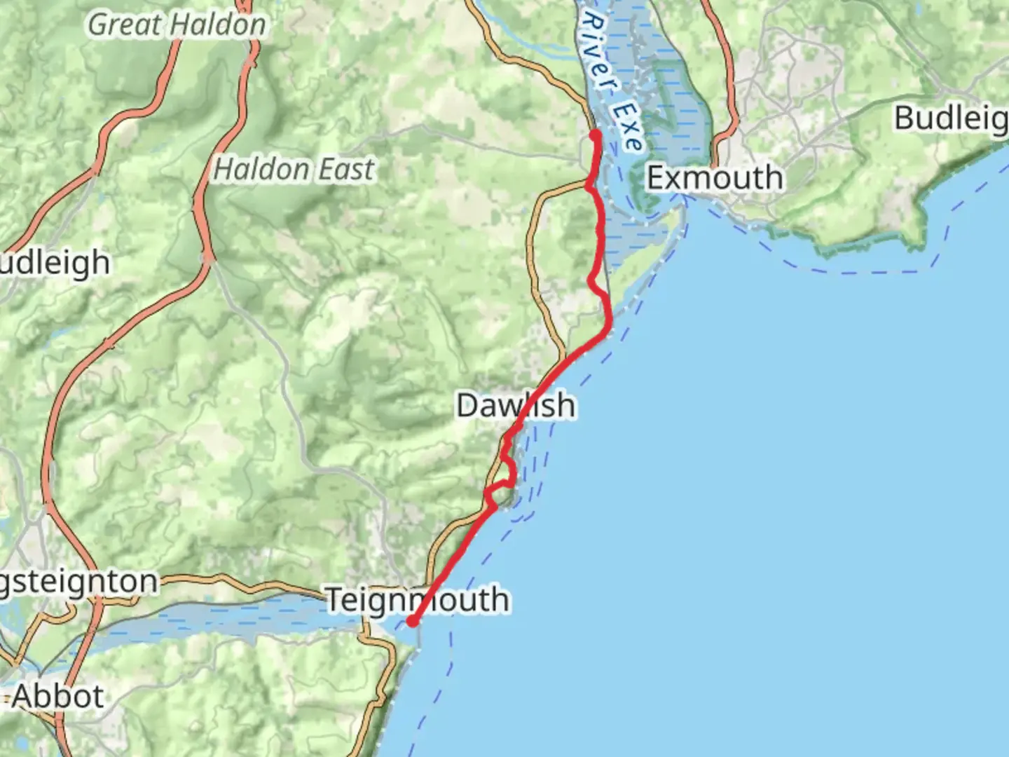 An image depicting the trail Teignmouth to dawlish warren and its surrounding area.
