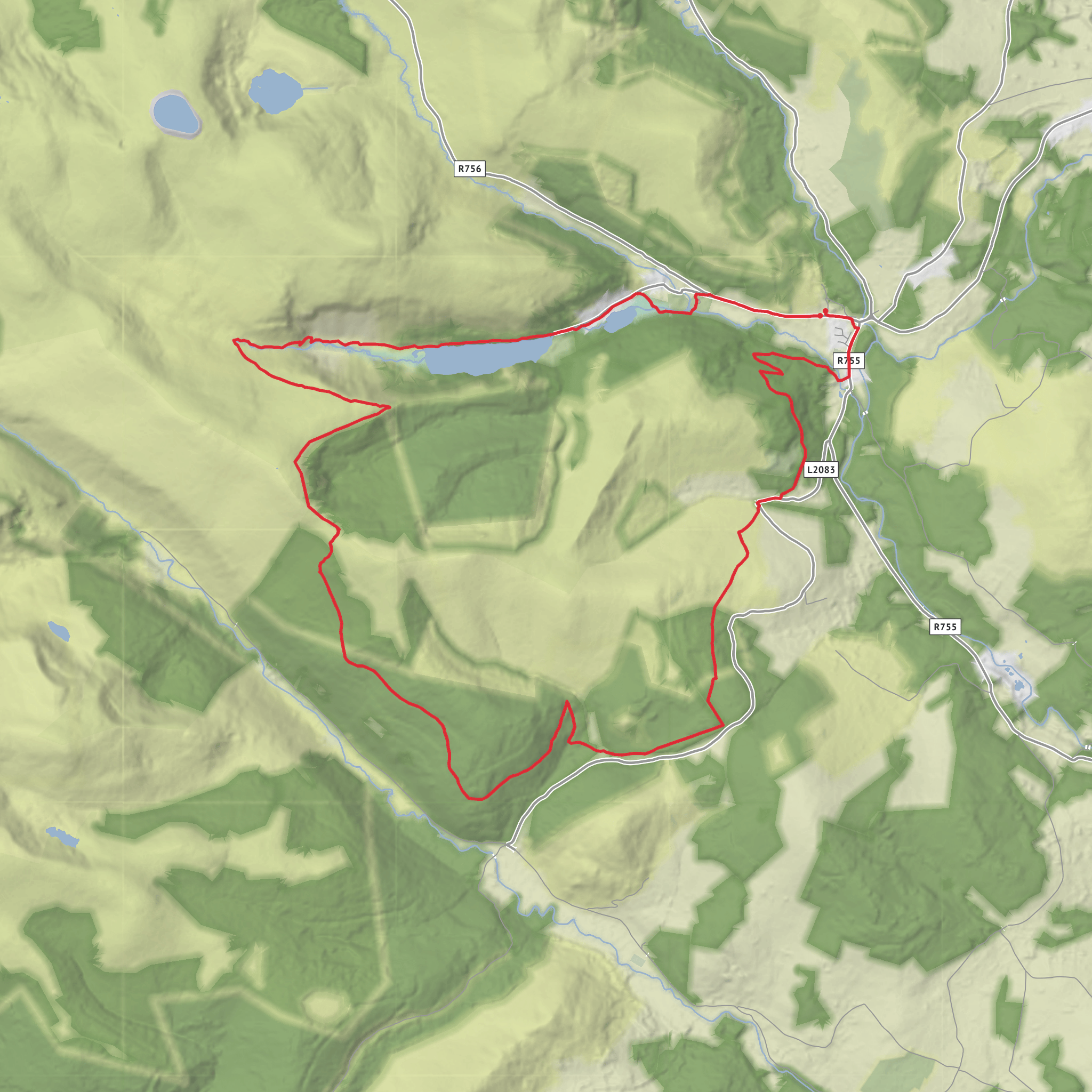 Brockagh, Derrybawn, Glenmalure and Glendalough Loop mobile static map