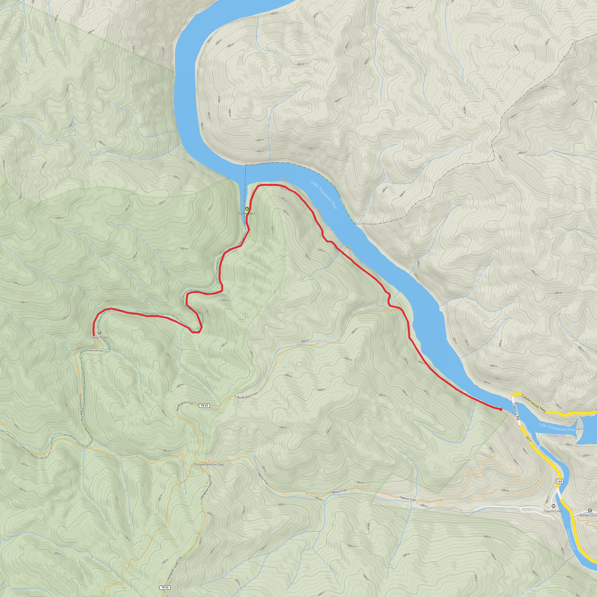 Lower Falls via Slickrock Creek Trail mobile static map