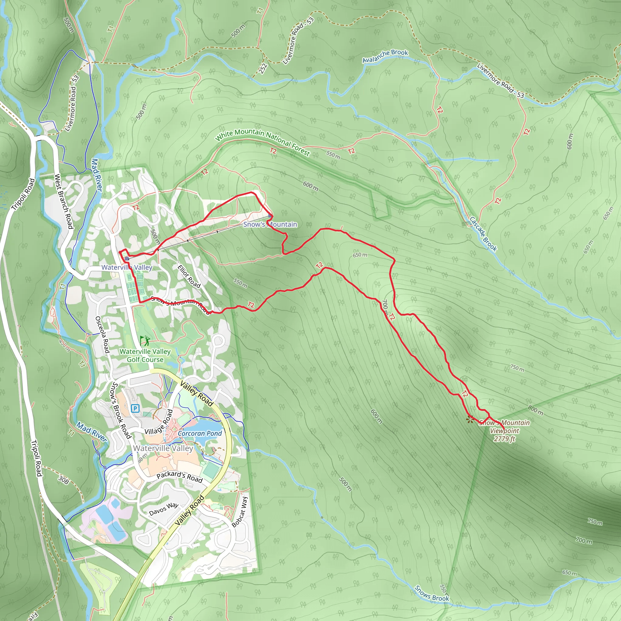 Snows Mountain Viewpoint Trail mobile static map