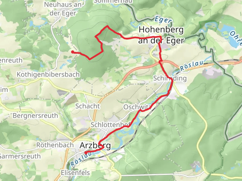 Arzberg to Steinhaeuser via Steinberg and Hohenberg