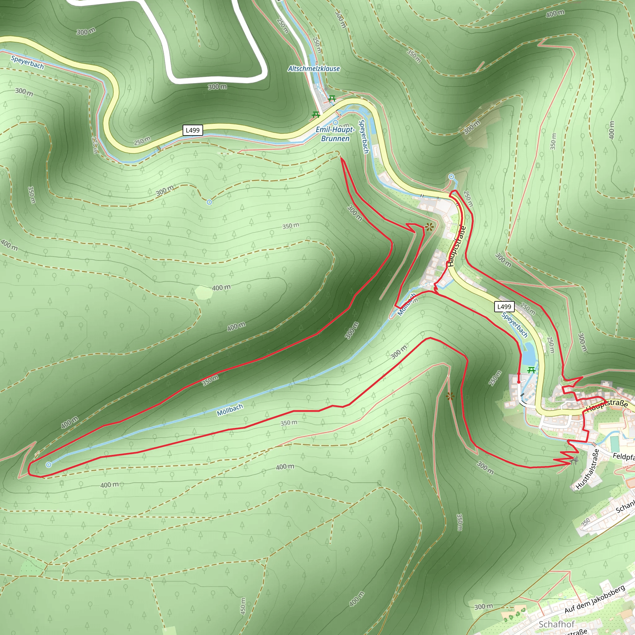 Möllbachweiher, Ehrenfels and Rehfelsen Loop mobile static map