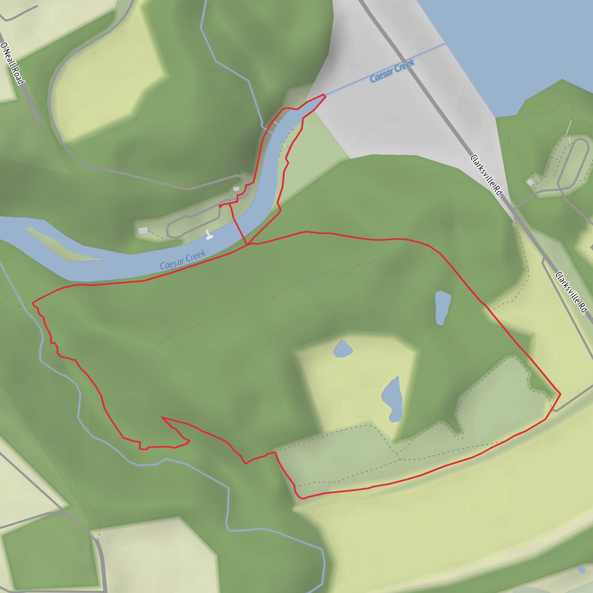 Caeser Creek via Caesar Creek Gorge Loop Trail mobile static map