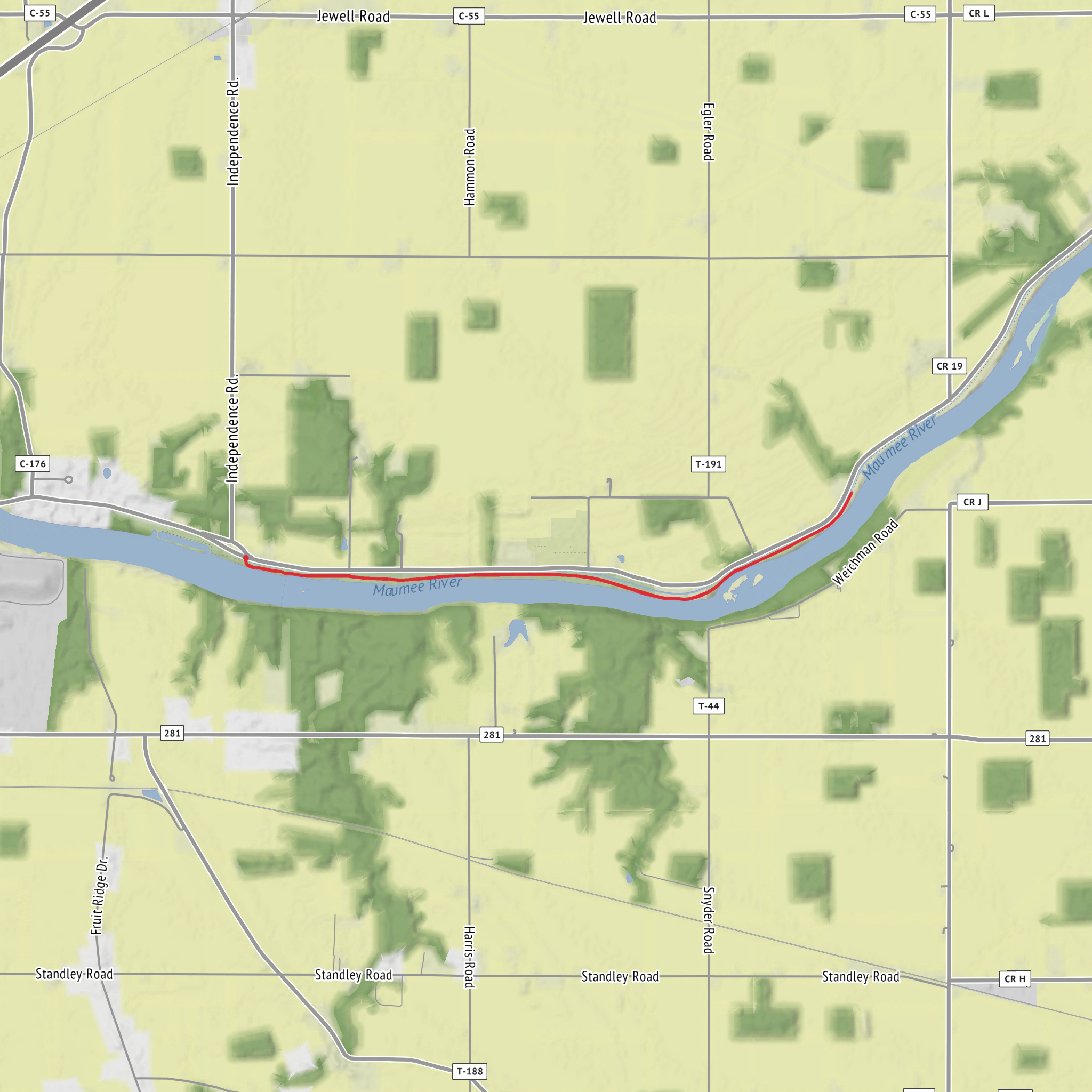 Maumee River via Independence Dam Tow Path Trail mobile static map