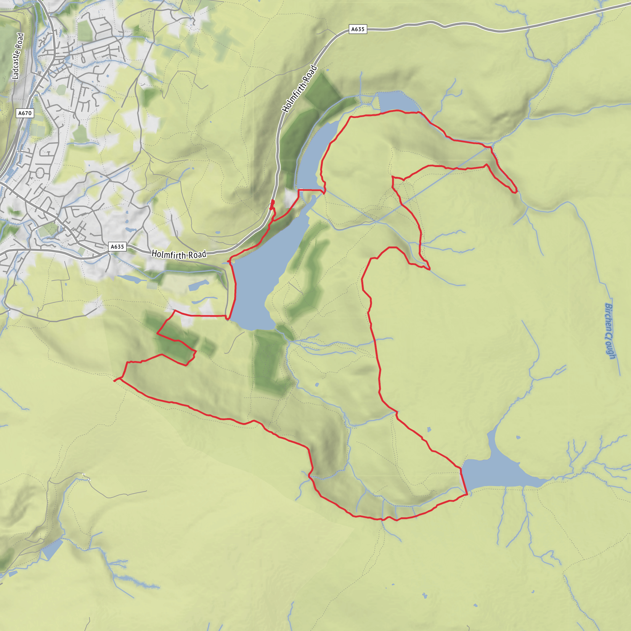 Dovestones Full Circular via Chew Reservoir mobile static map