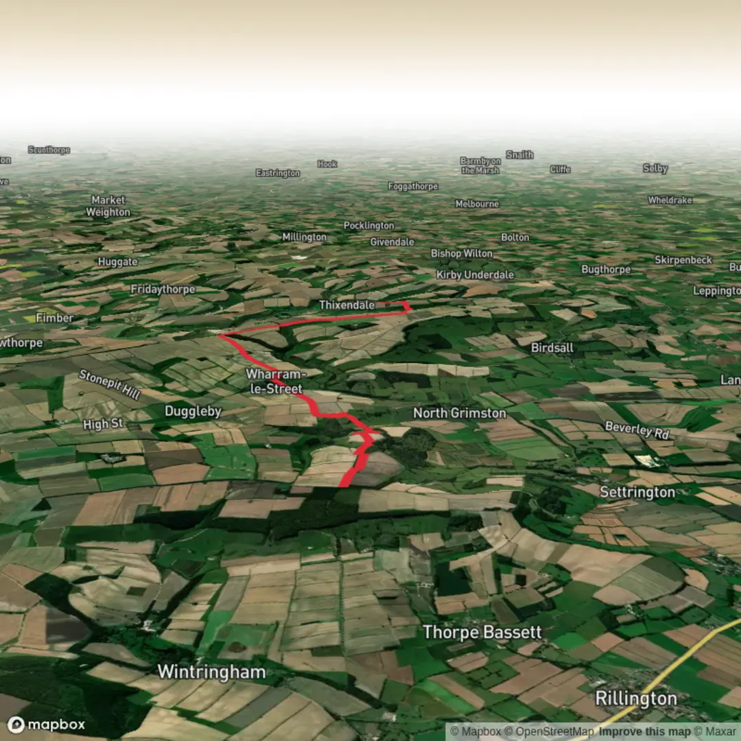 An image depicting the trail Settrington to Thixendale and its surrounding area.