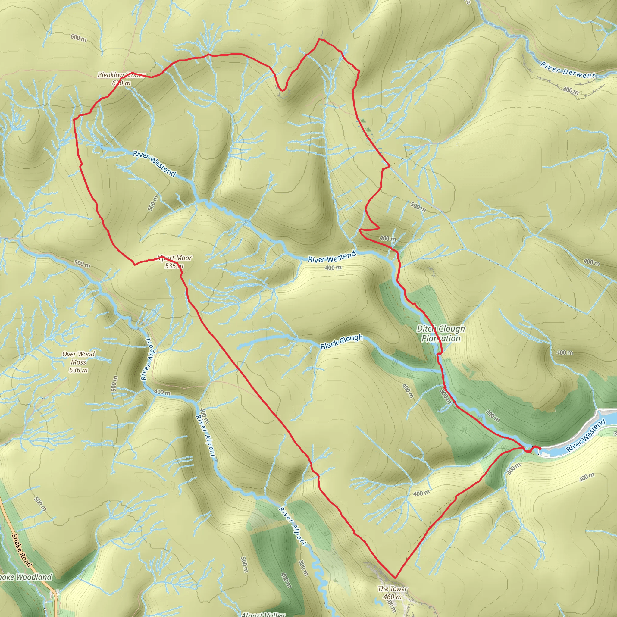 Bleaklow Stones from Kings Tree mobile static map