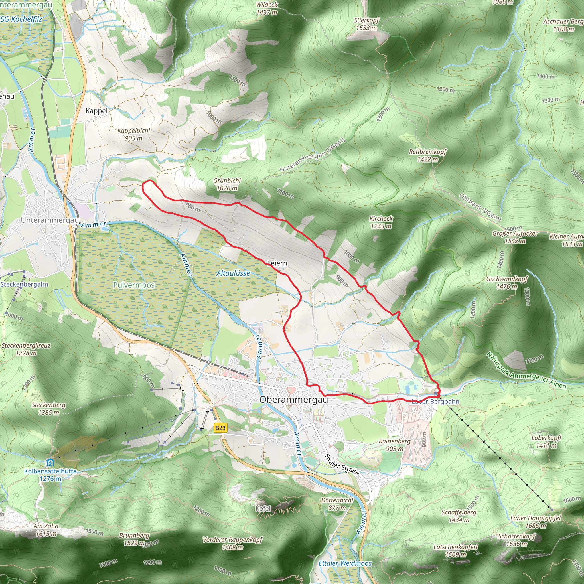 Altherrenweg and Meditationswe Ammergauer Alpen mobile static map