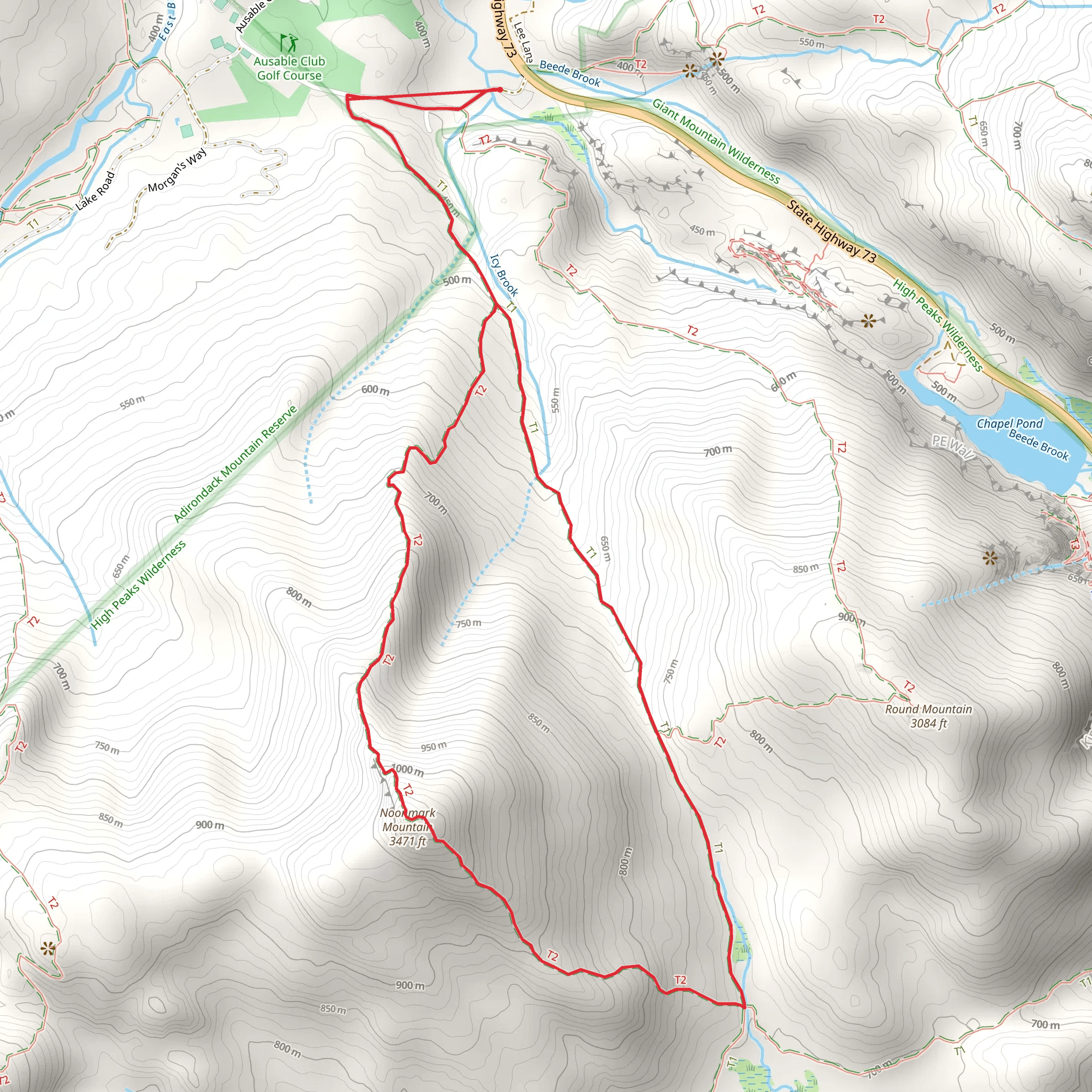 Noonmark Mountain Loop Trail mobile static map