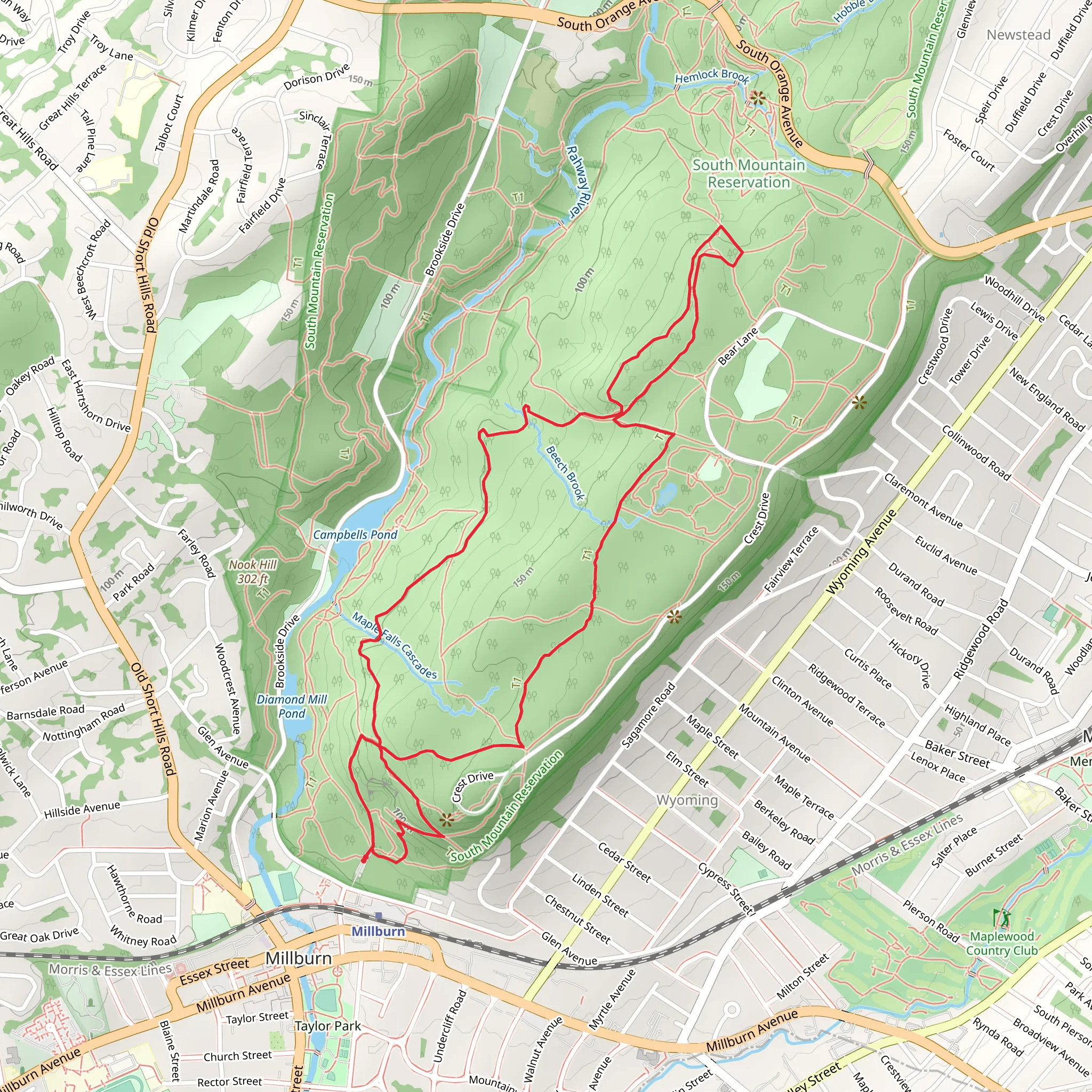 Sunset, Lenape and Swampy Loop Trail mobile static map