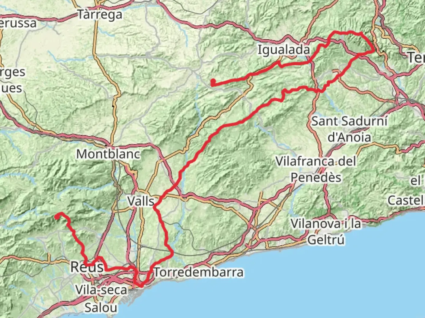 An image depicting the trail GR 172 De Bellprat to la Mussara and its surrounding area.