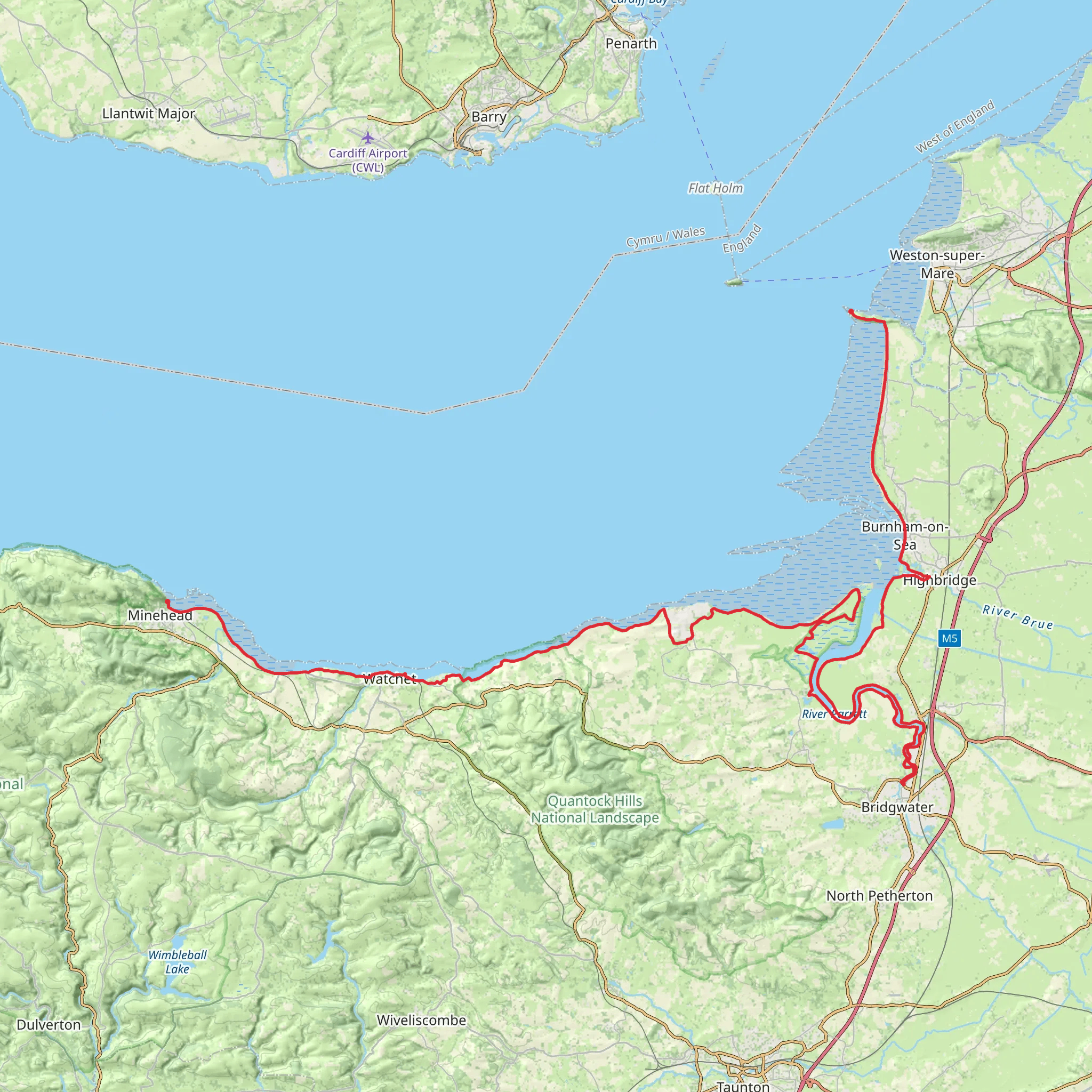 England Coast Path - Brean Down to Minehead mobile static map