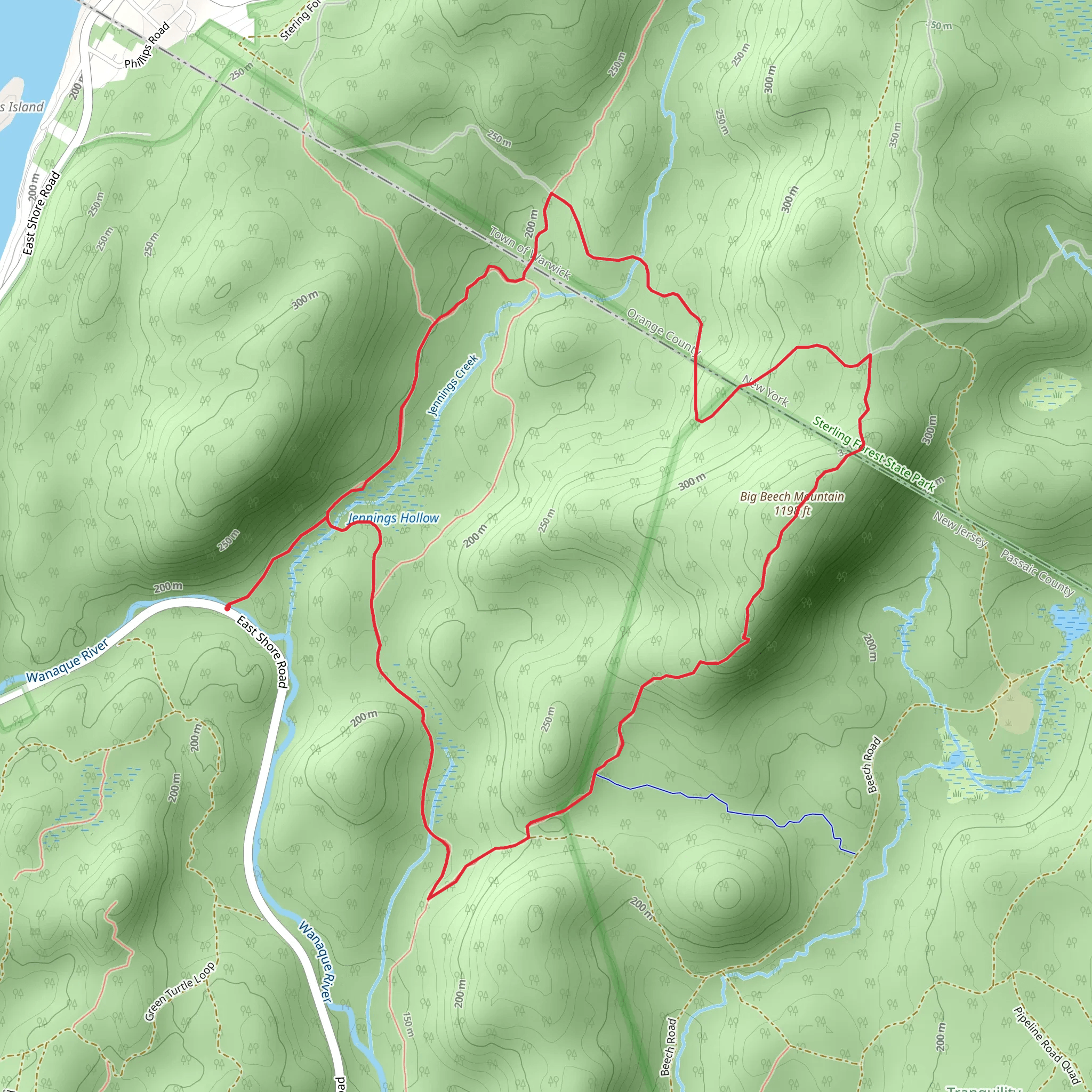 Sterling Ridge via Highland Trail and Jennings Hollow Trail mobile static map