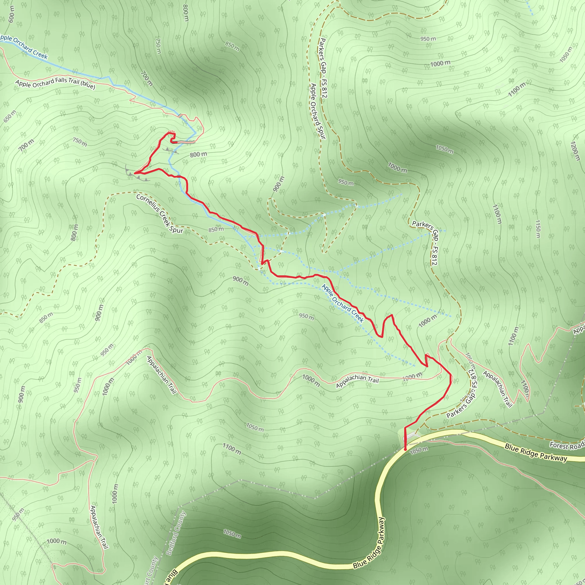 Apple Orchard Falls Trail - Blue mobile static map