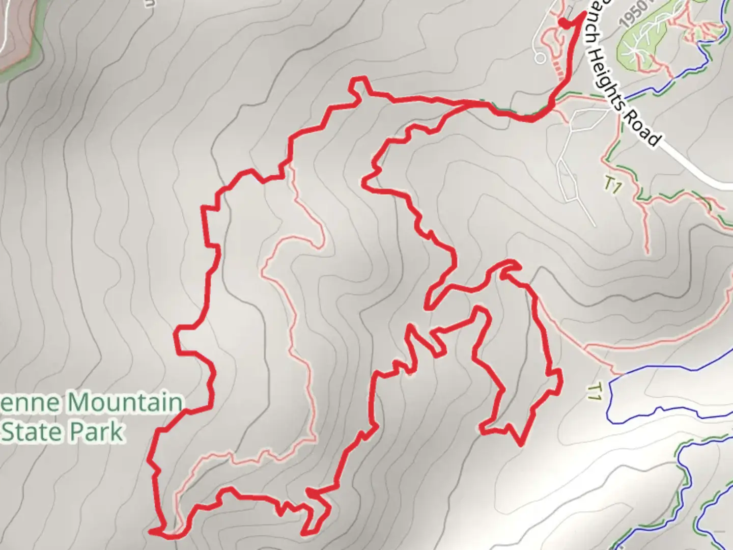 An image depicting the trail Boulder Run - Cougar's Shadow - Blackmer Loop and its surrounding area.